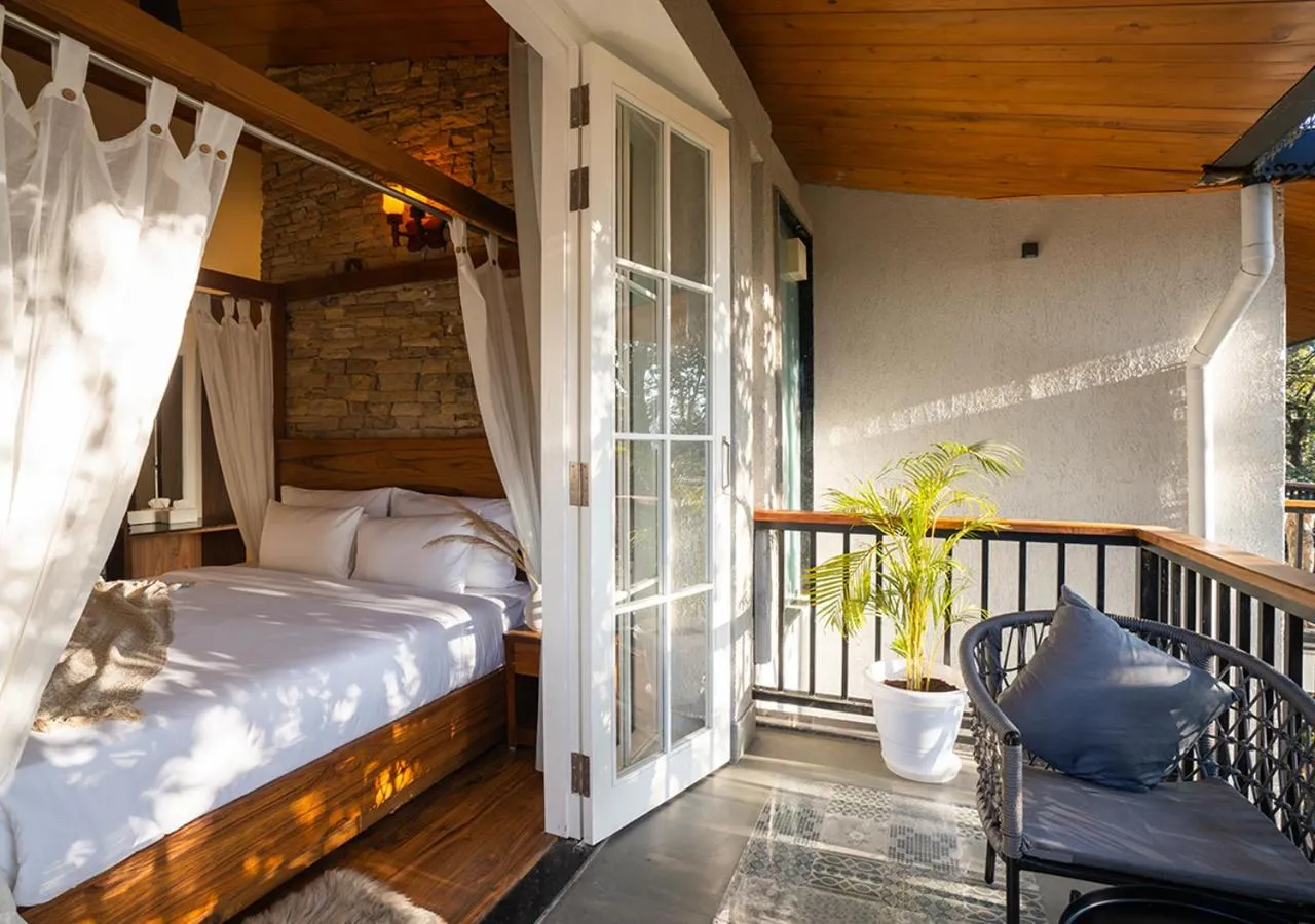 Bed in Moustache Bhimtal Luxuria, Nainital