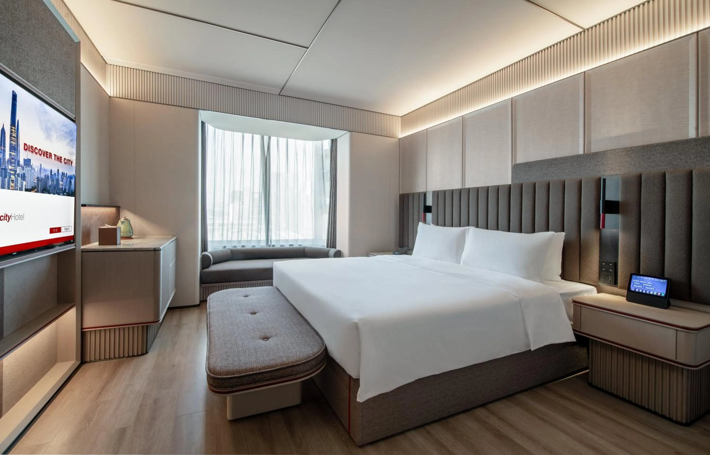 Bed in Intercity Shenzhen Futian Huanggang with Free Mini Bar