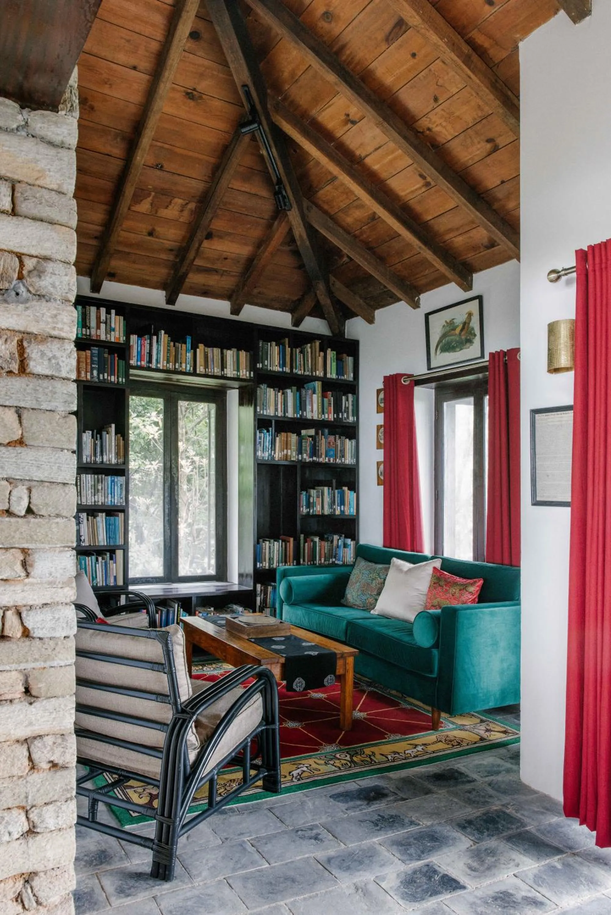 Library in Tiger Mountain Pokhara Lodge