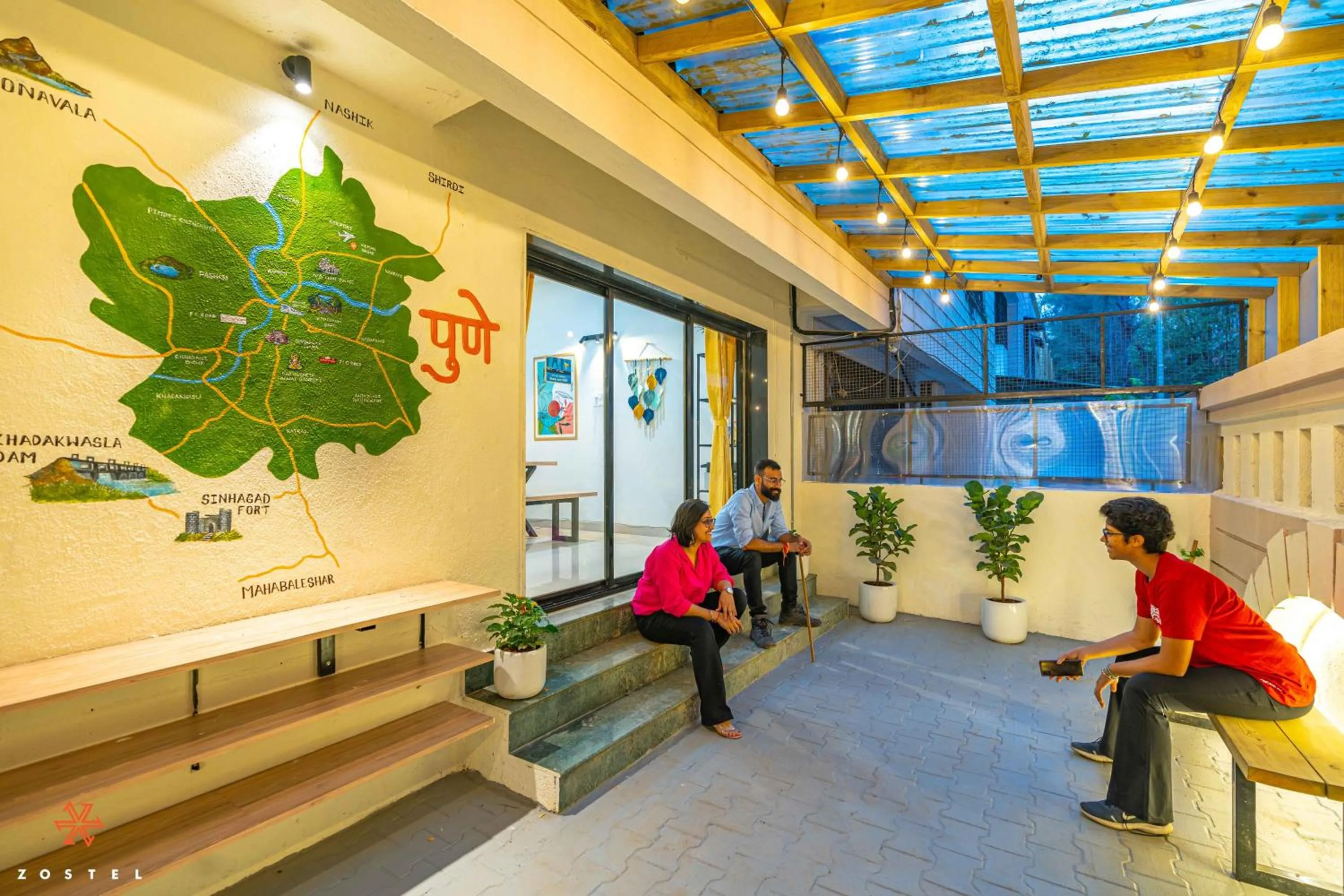 Seating area in Zostel Pune (Viman Nagar)