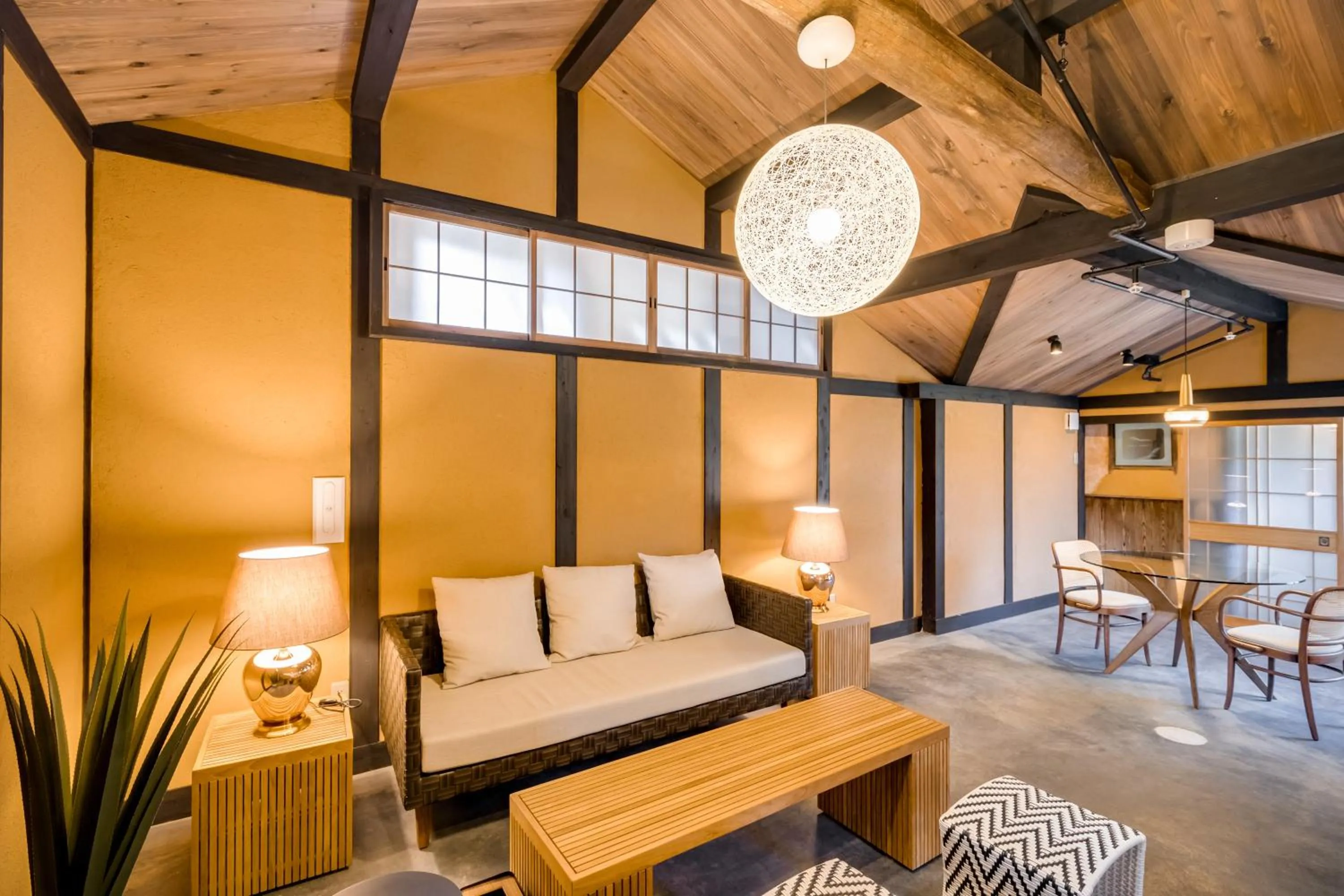 Seating area in EN Takeda Castle Town Hotel