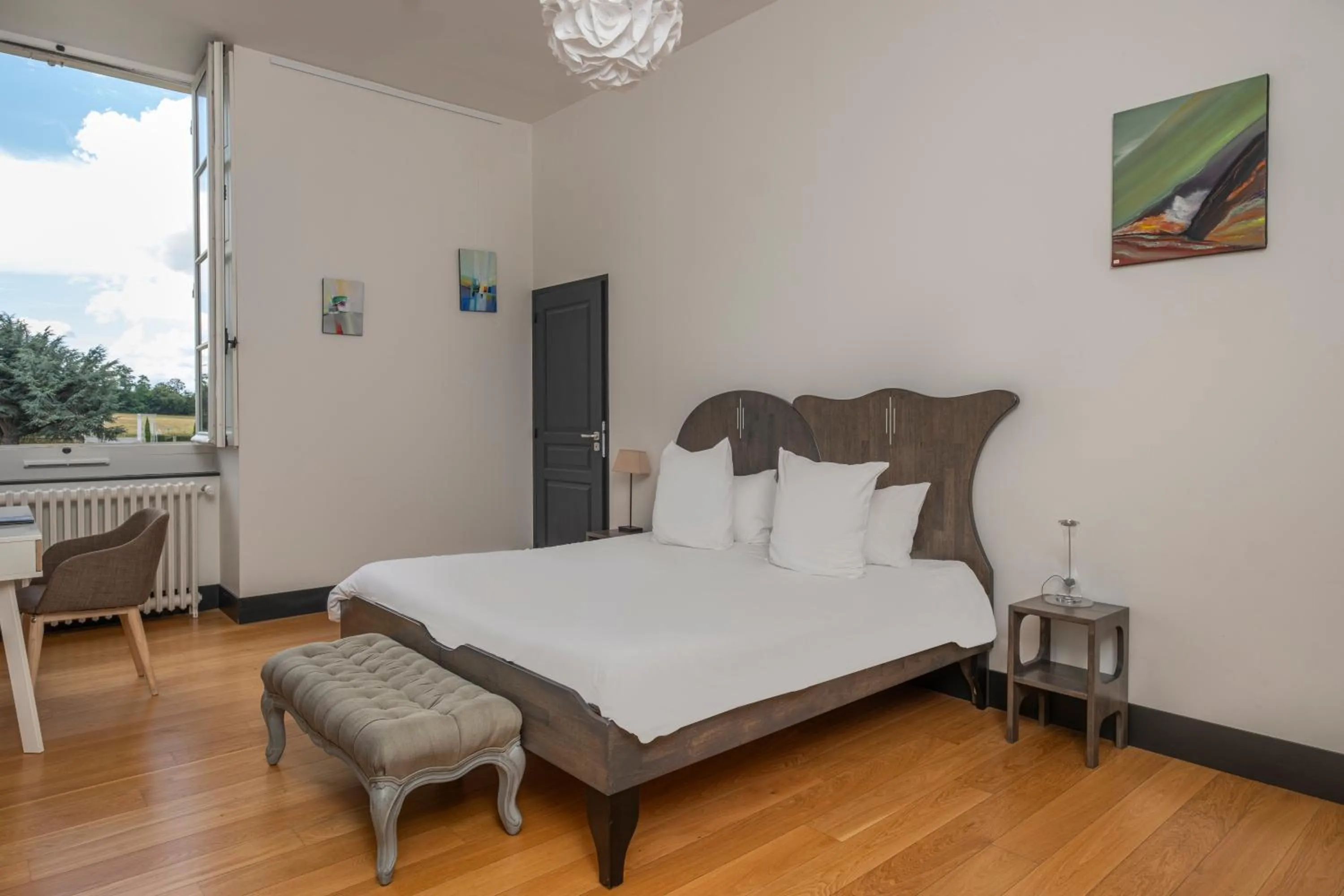 View (from property/room), Bed in Château de Briançon, The Originals Relais