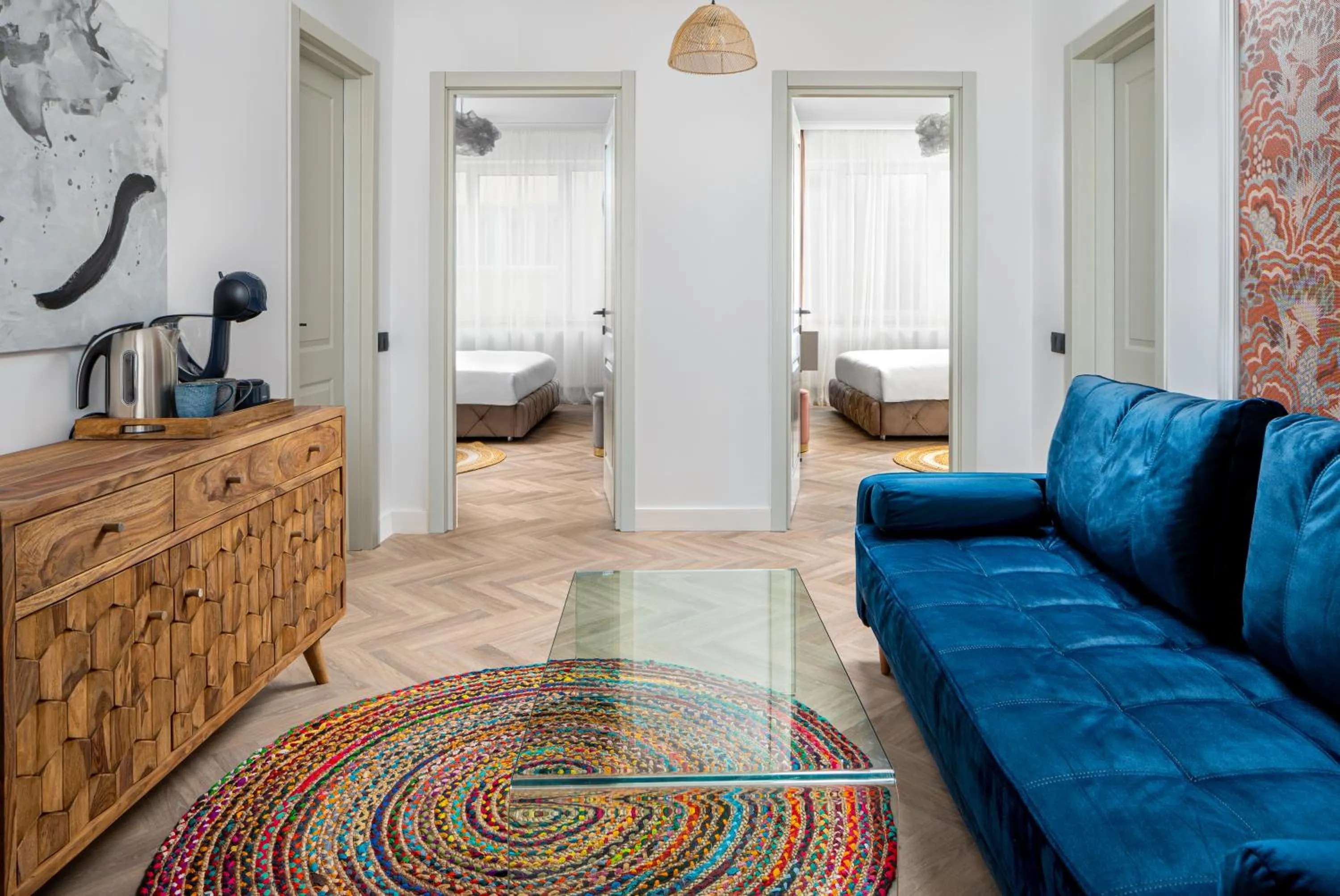 Living room, Bed in Siesta Boutique Smart Suites