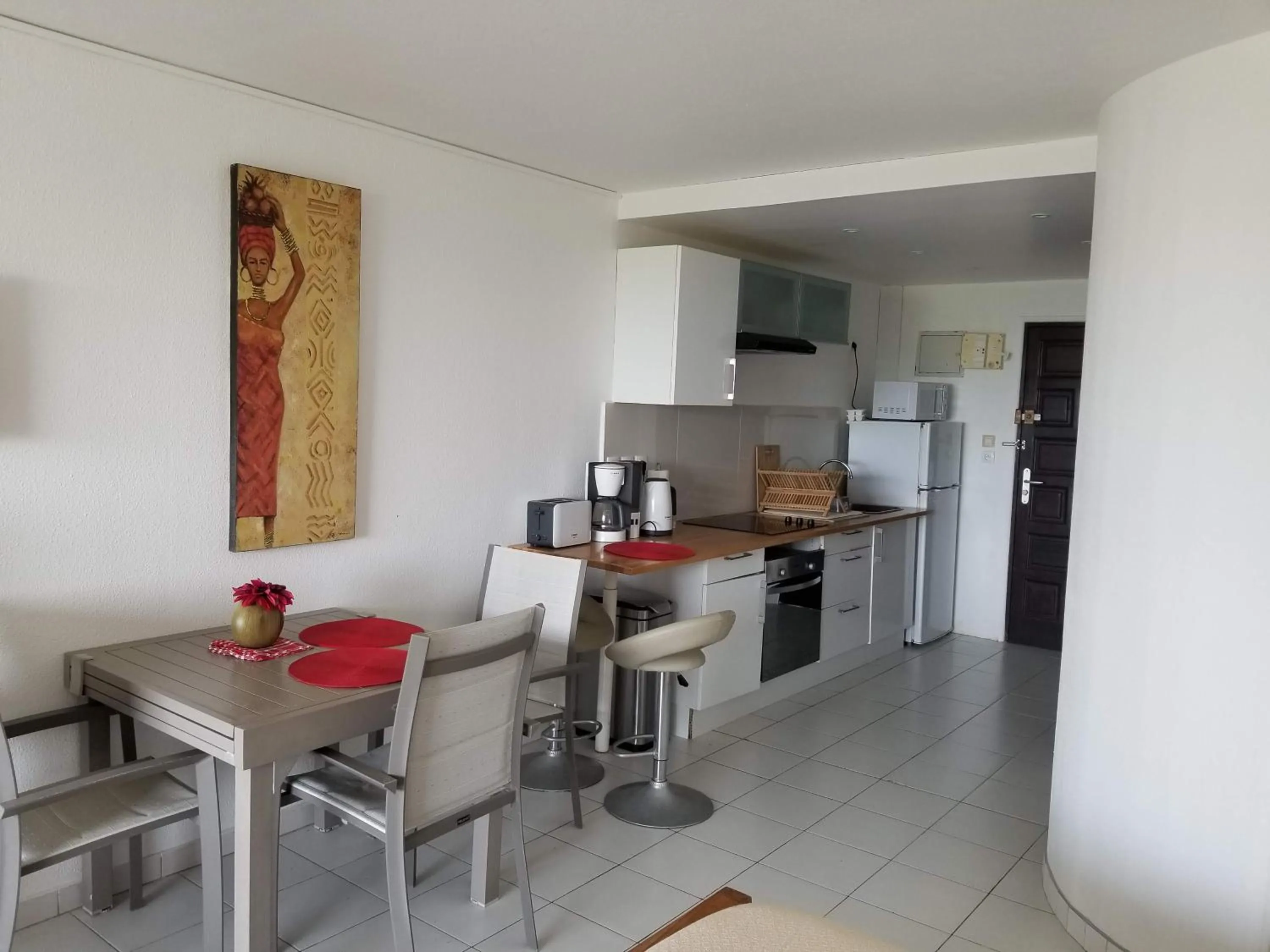 kitchen in Orient Bay Beach Studio