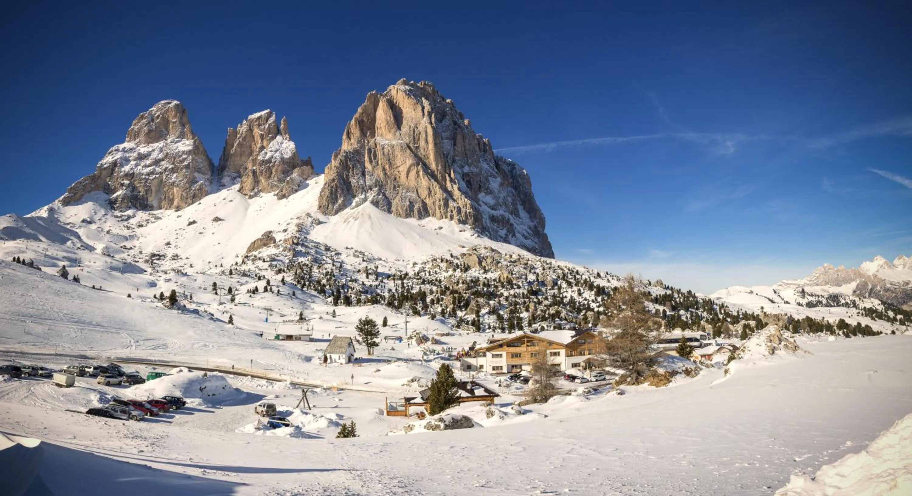 Bird's eye view in Passo Sella Dolomiti Mountain Resort