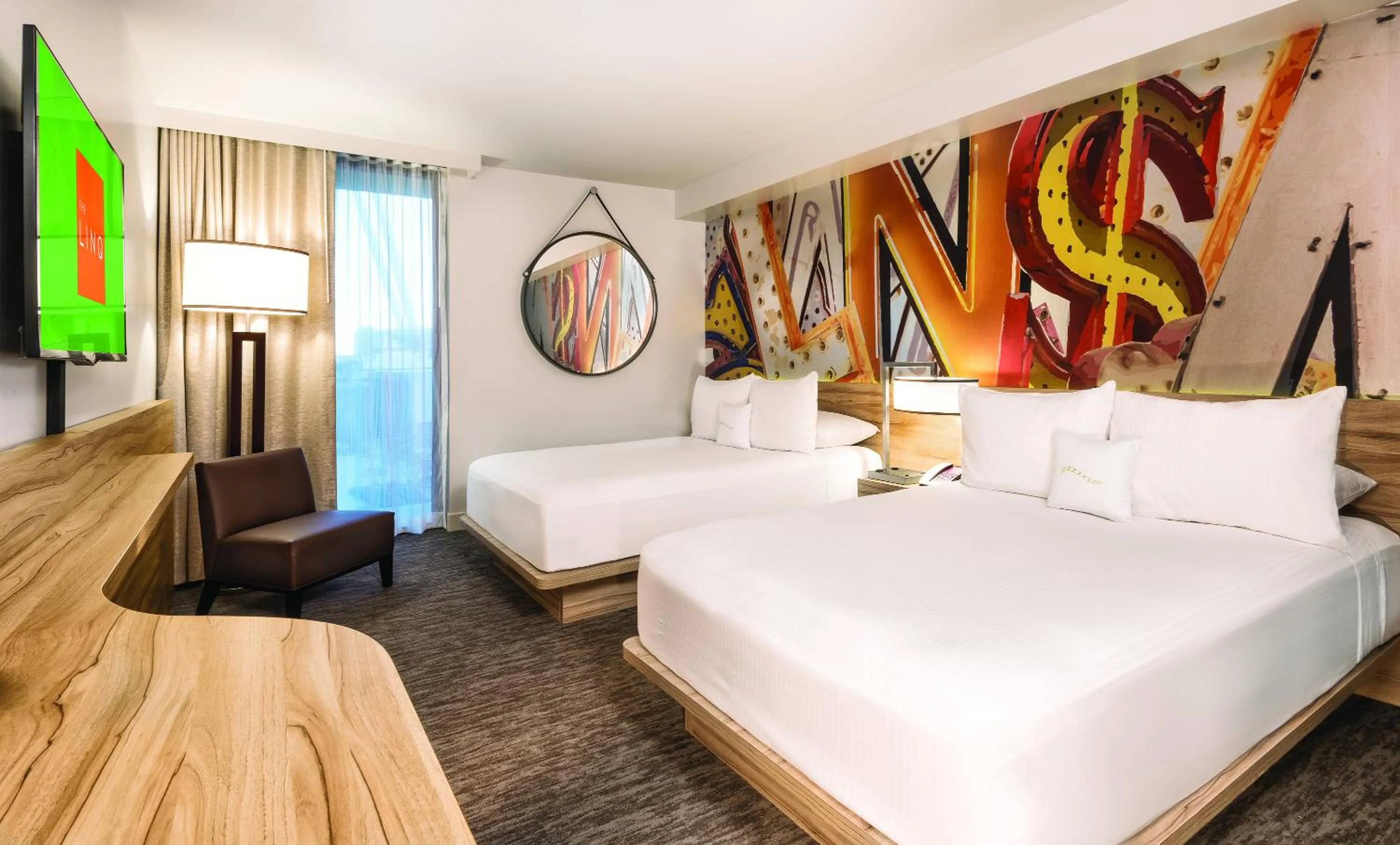 Bedroom, Bed in The LINQ Hotel & Casino, A Caesars Destination