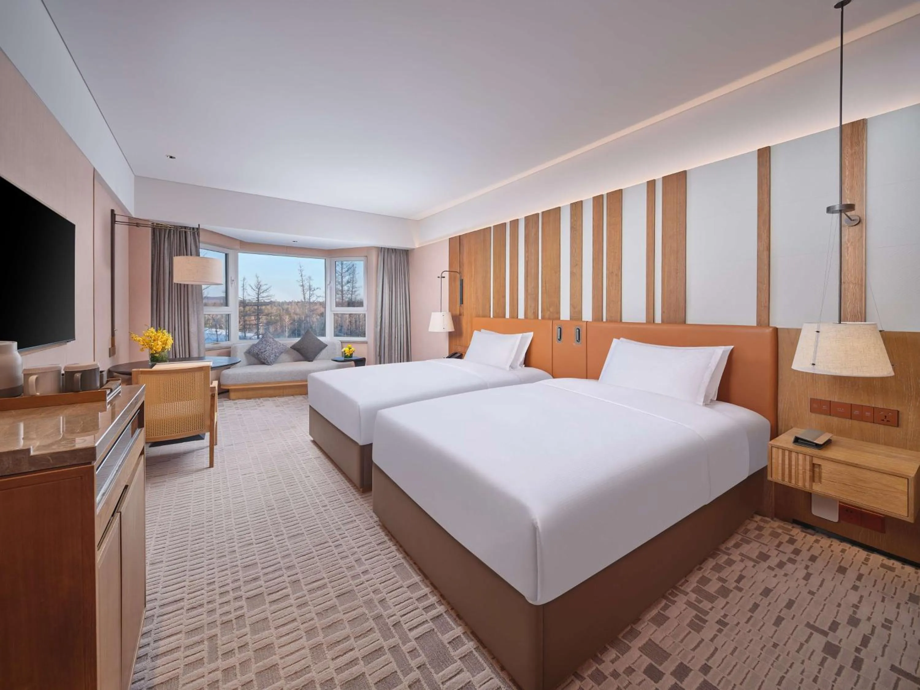 Living room, Bed in DoubleTree by Hilton Changbaishan Hot Spring
