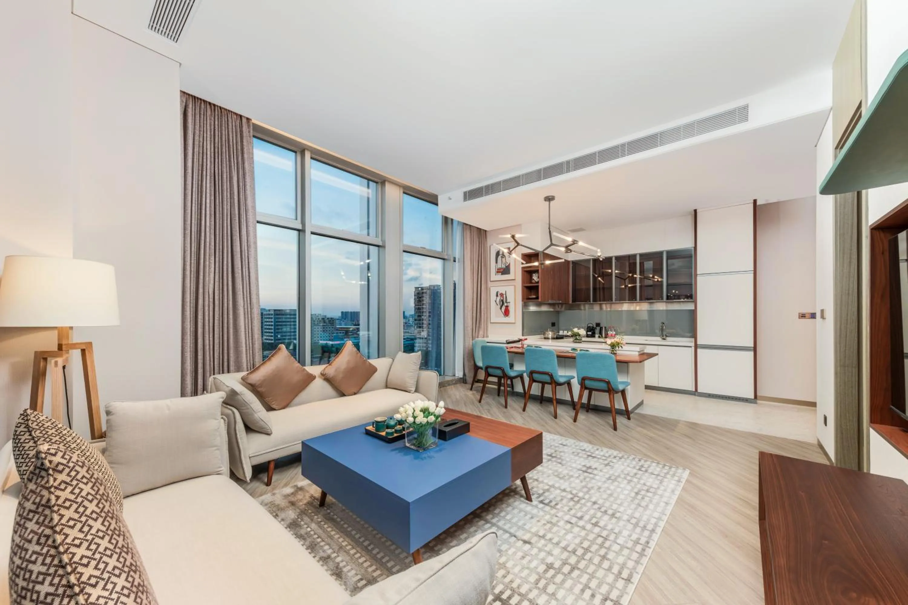 Living room in Shan Zhi Ye Serviced Apartment Hotel - Houjie Wanda Plaza Liaoxia Subway Station
