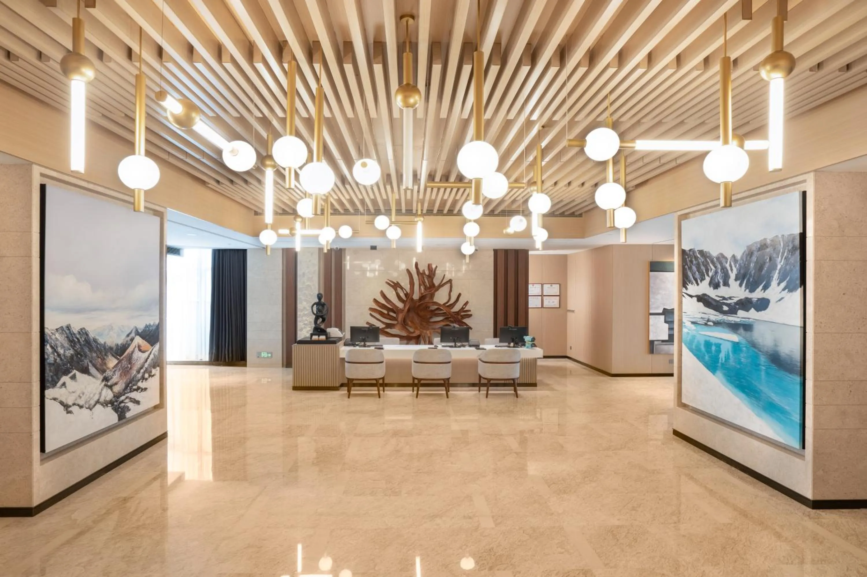 Lobby or reception in Shan Zhi Ye Serviced Apartment Hotel - Houjie Wanda Plaza Liaoxia Subway Station