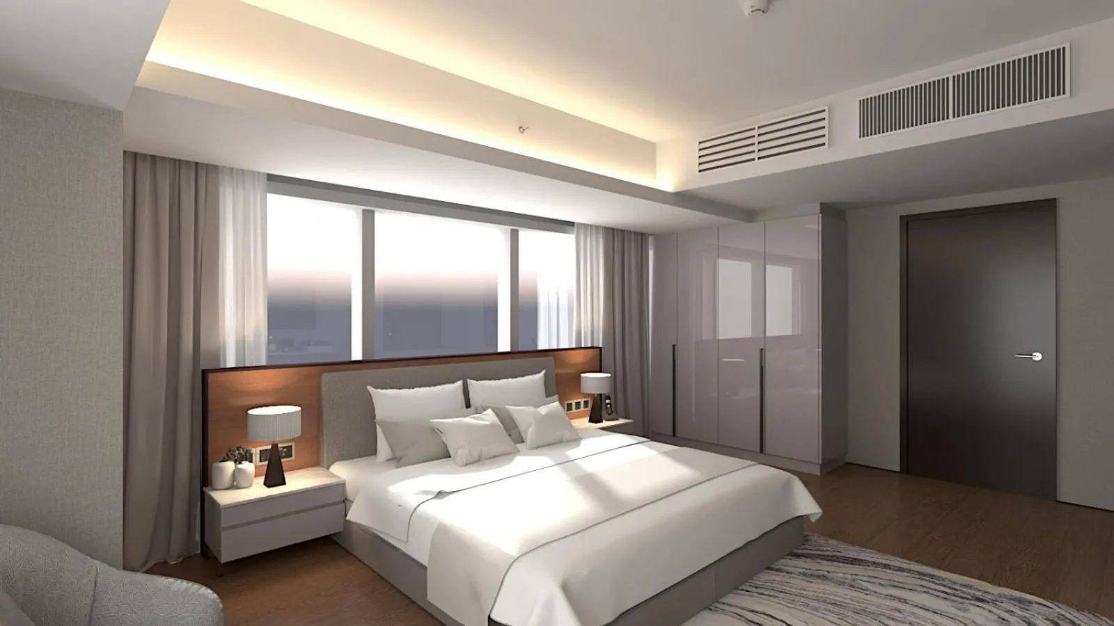 Bedroom, Bed in Oakwood Makati Avenue