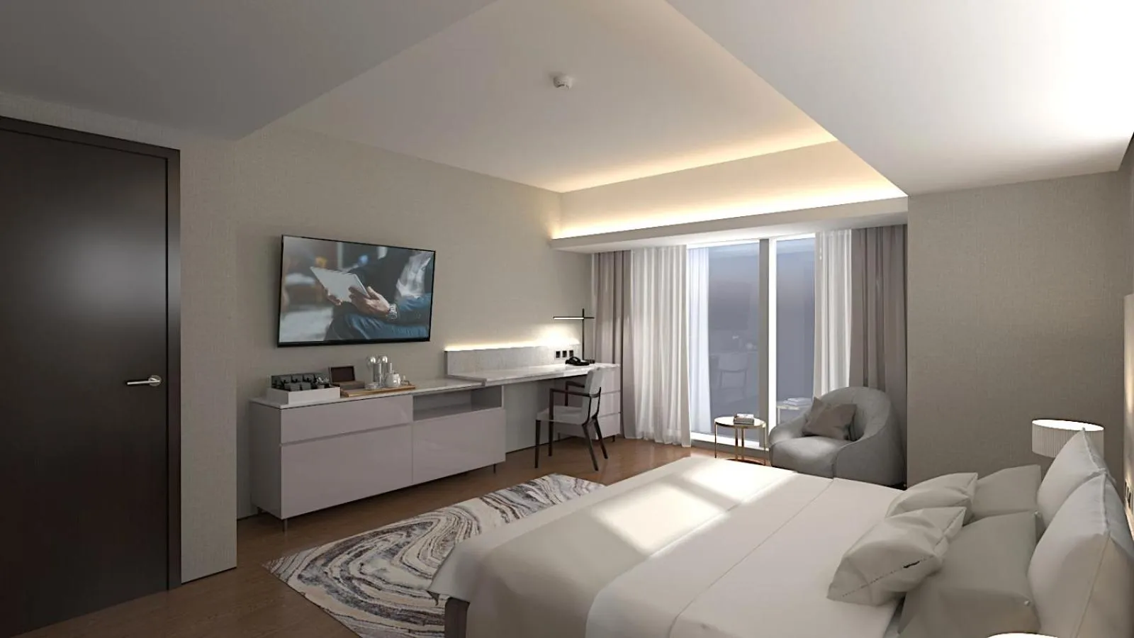 Bedroom, Bed in Oakwood Makati Avenue