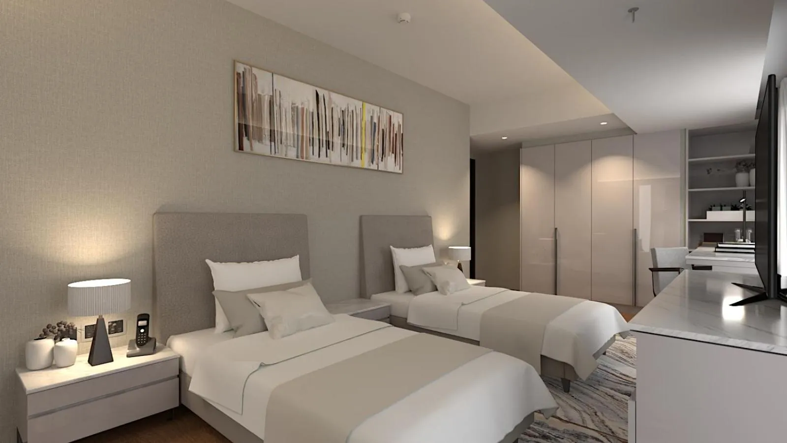 Bedroom, Bed in Oakwood Makati Avenue