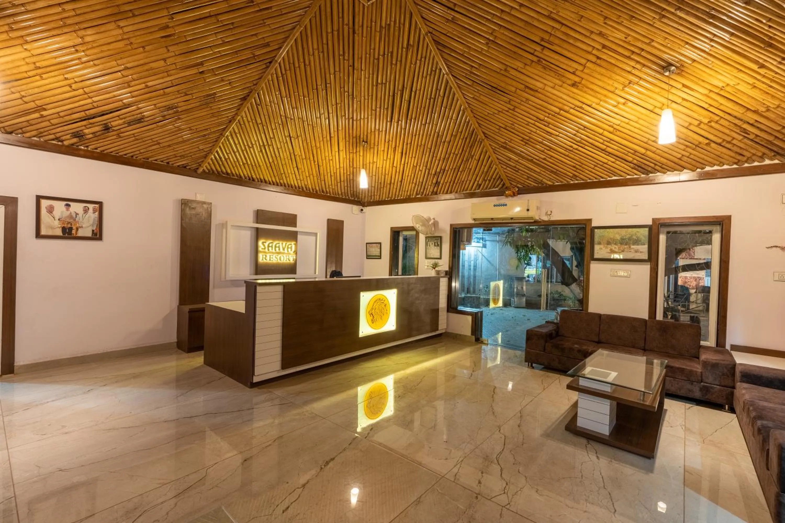 Lobby or reception in Saavaj Resort, Sasan Gir - Where Wilderness Meets Luxury