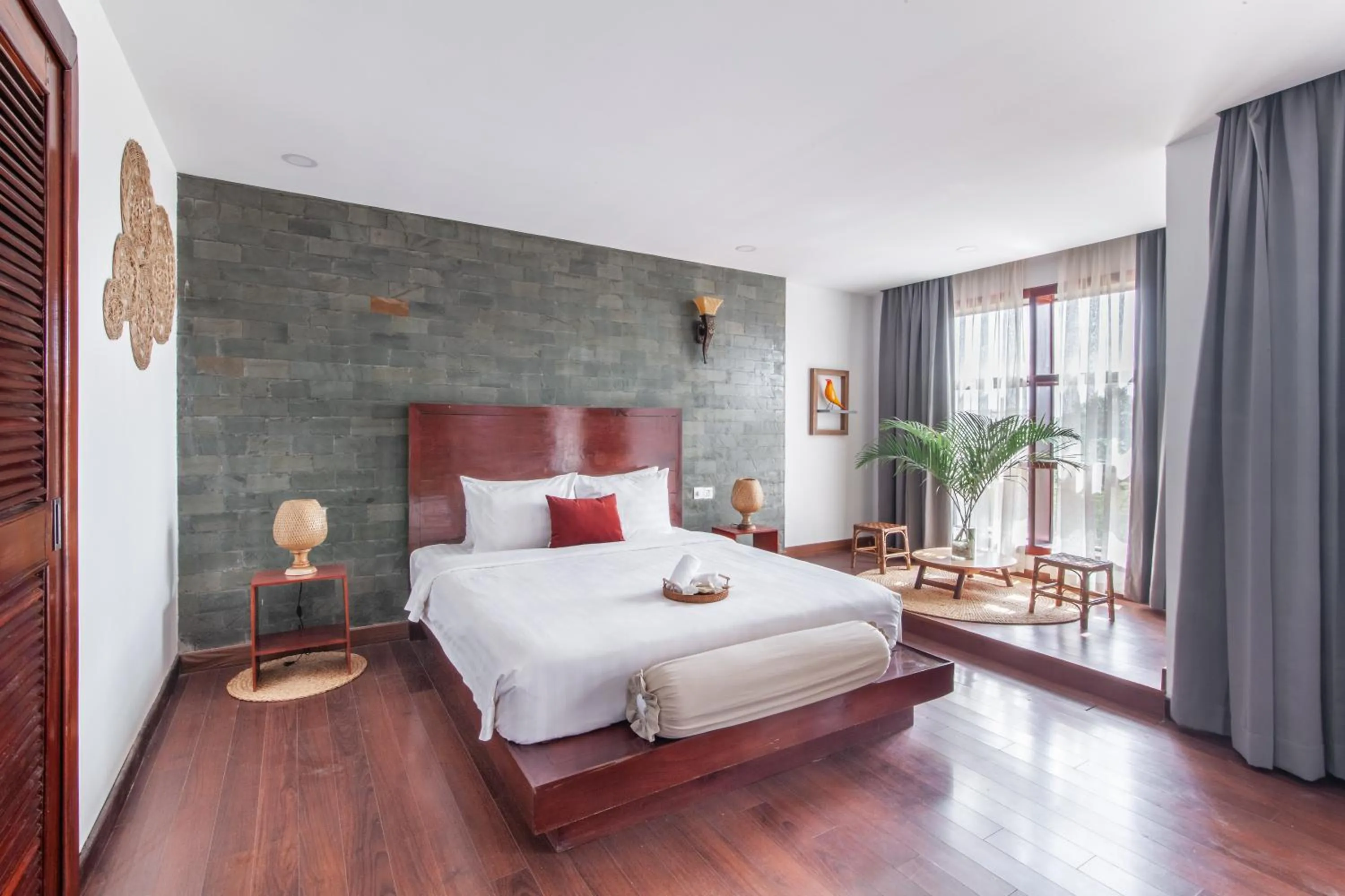 Bed in Angkor Eden Boutique Hotel