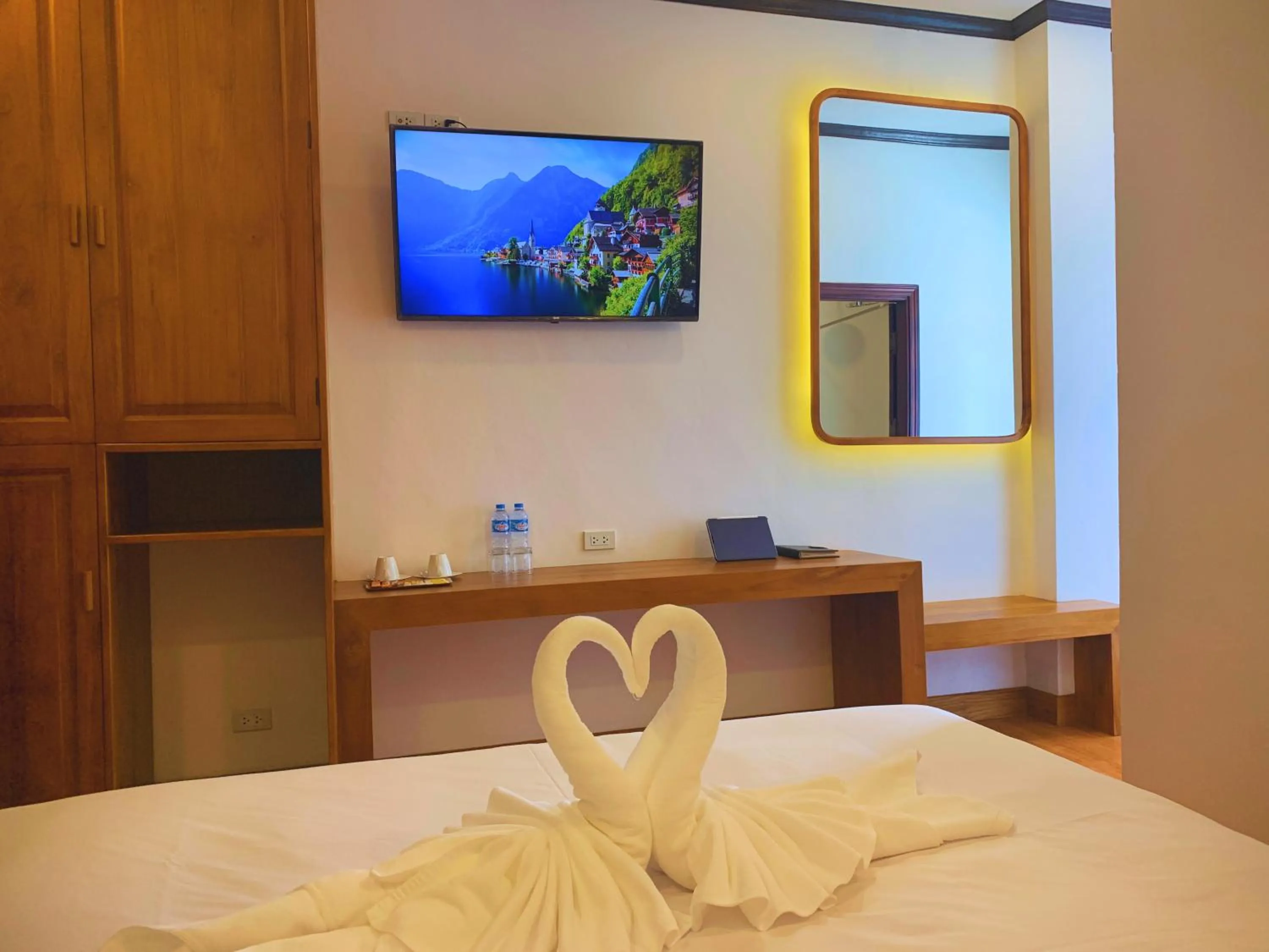 Bed in Oudomsin VangVieng Hotel