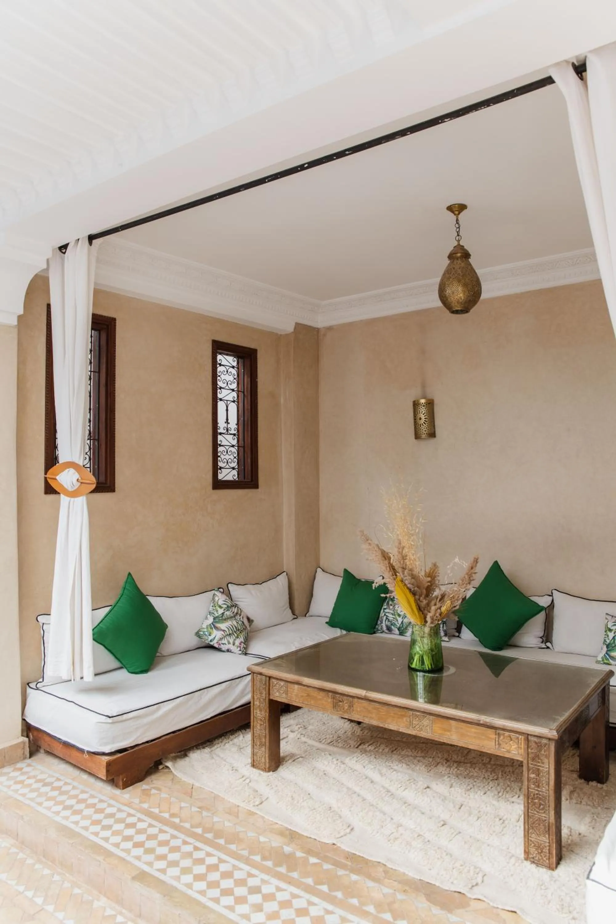 Seating area, Bed in Riad of the Moon