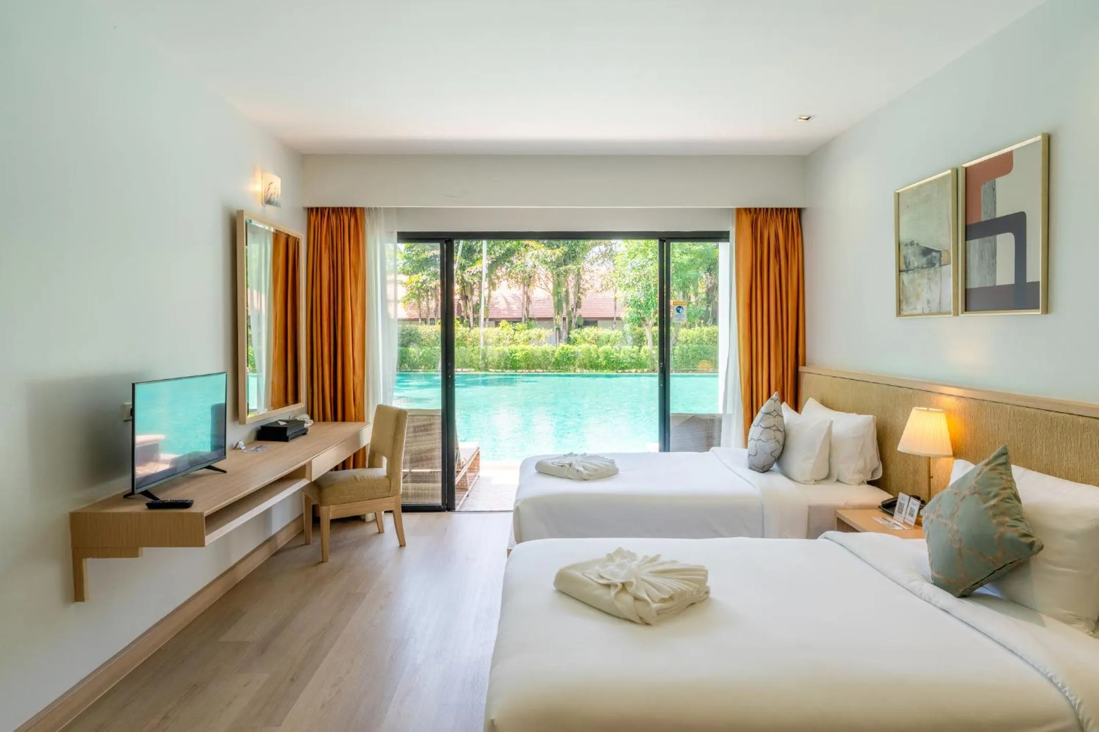 Pool view, Bed in Estella Phuket Mai Khao Beach Resort
