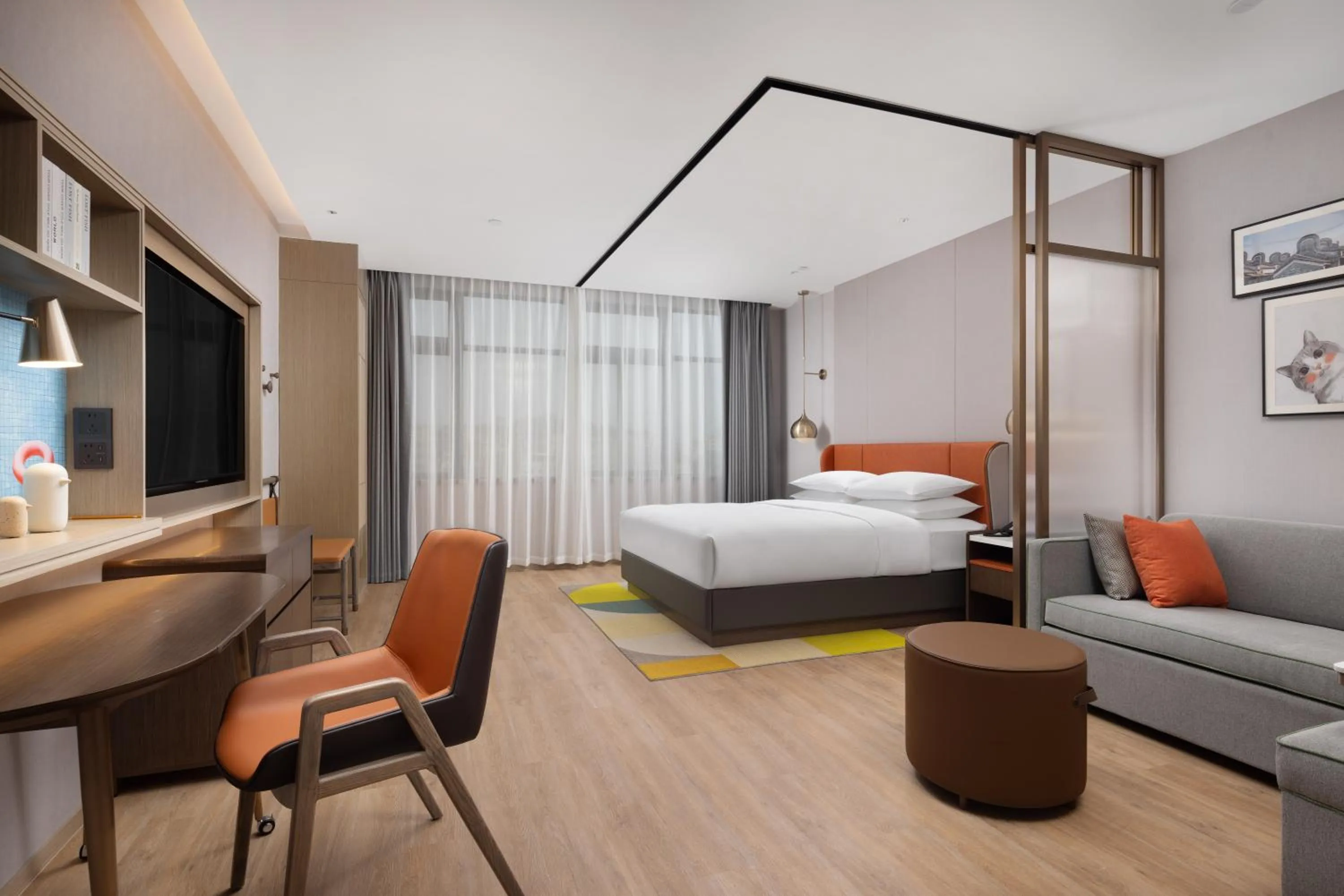 Photo of the whole room, Bed in Home2 Suites By Hilton Hotel Guangzhou Baiyun International Airport Branch - Free Shuttle Bus to Guangzhou Baiyun International Airport & Free Deliver Service to Canton Fair Complex During Canton Fair Period