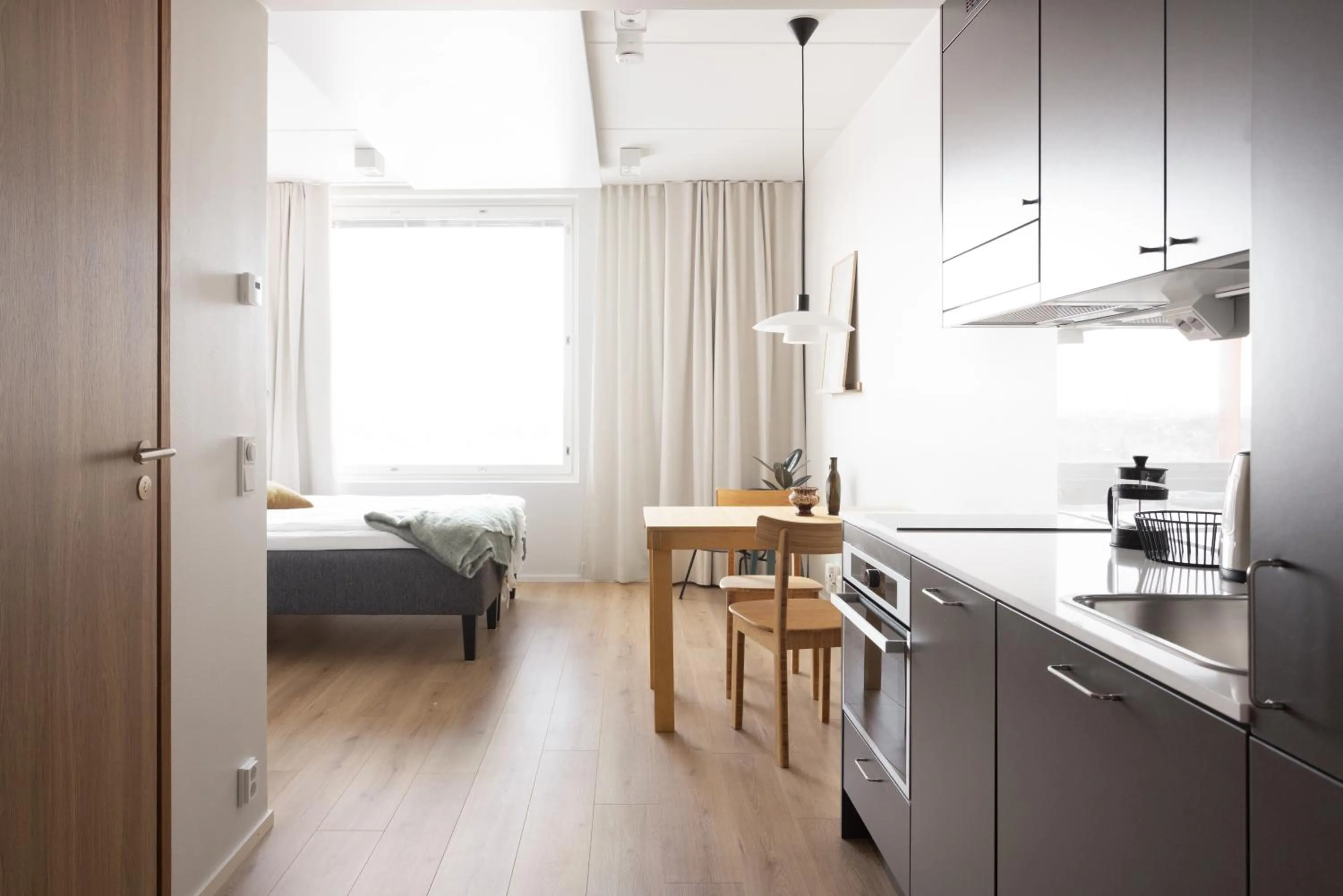 Kitchen or kitchenette, Bed in Noli Otaniemi