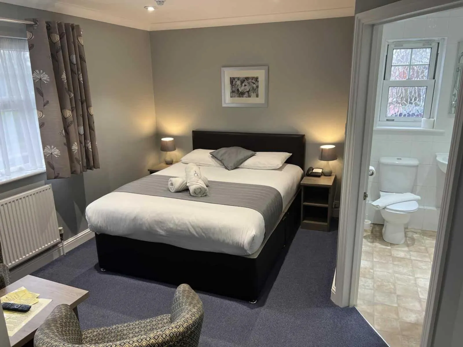 Bedroom, Bed in Corner House Hotel Gatwick with bookable Holiday parking
