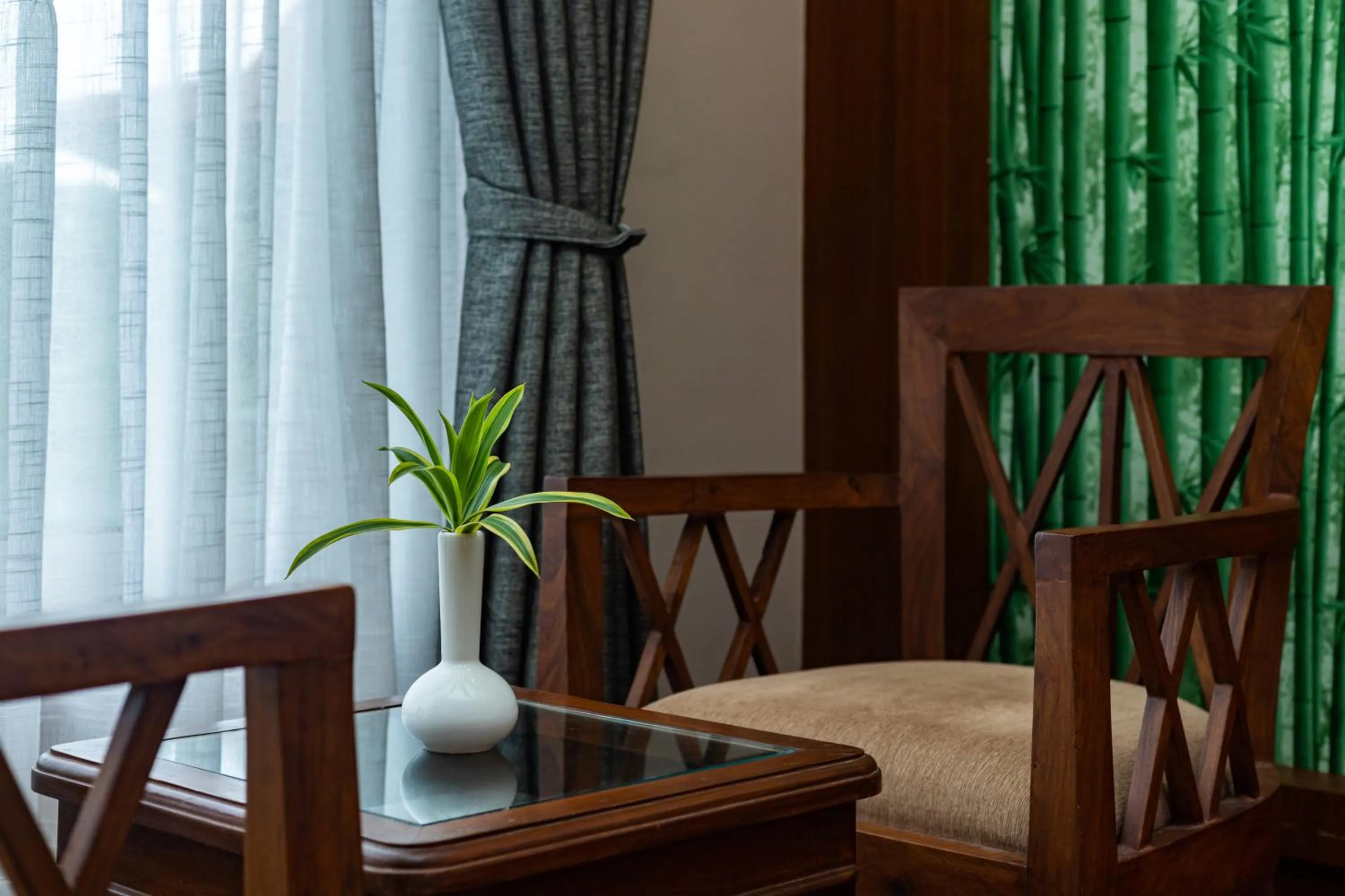 Seating area in River Bank Jungle Resort, Chitwan