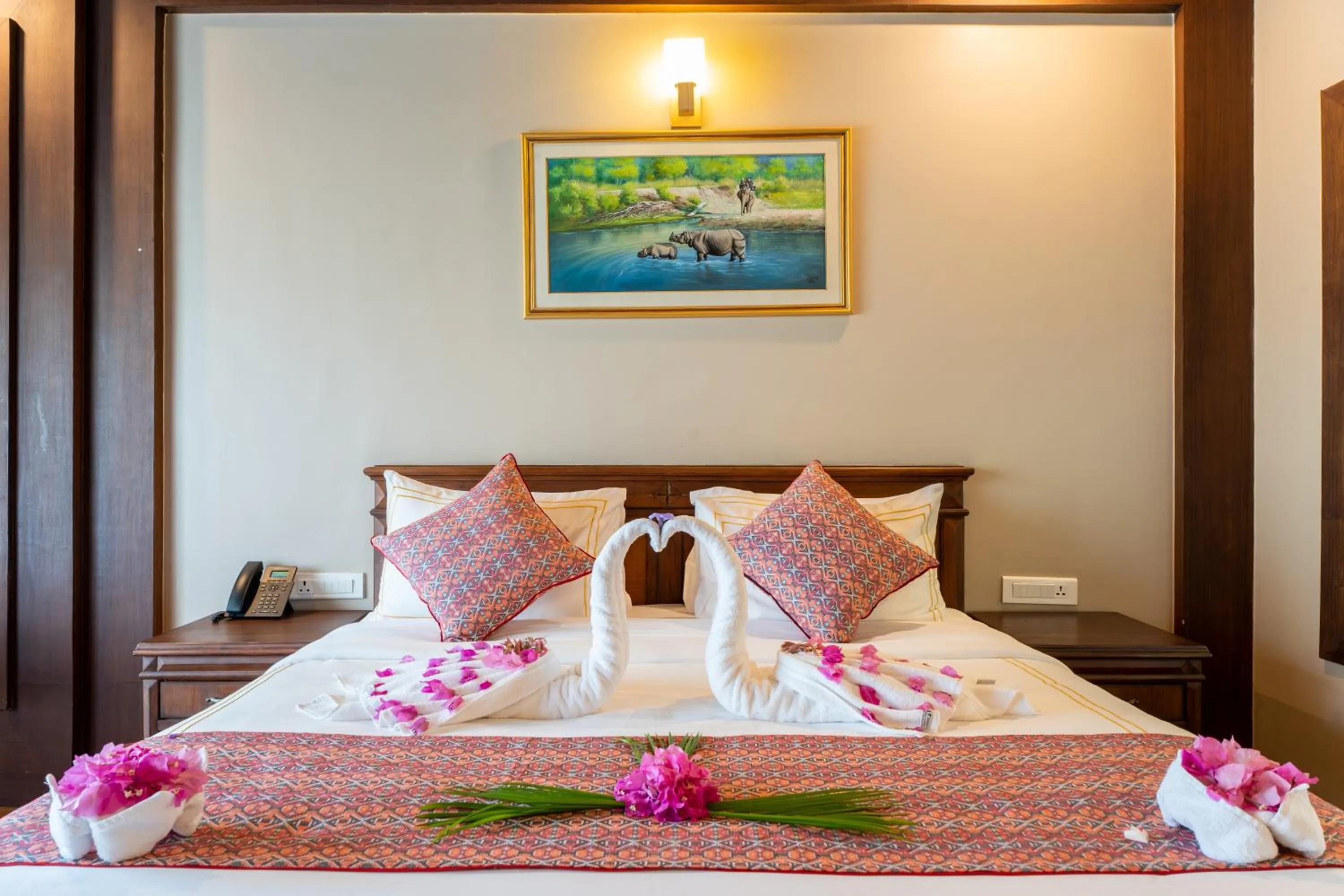 Bed in River Bank Jungle Resort, Chitwan