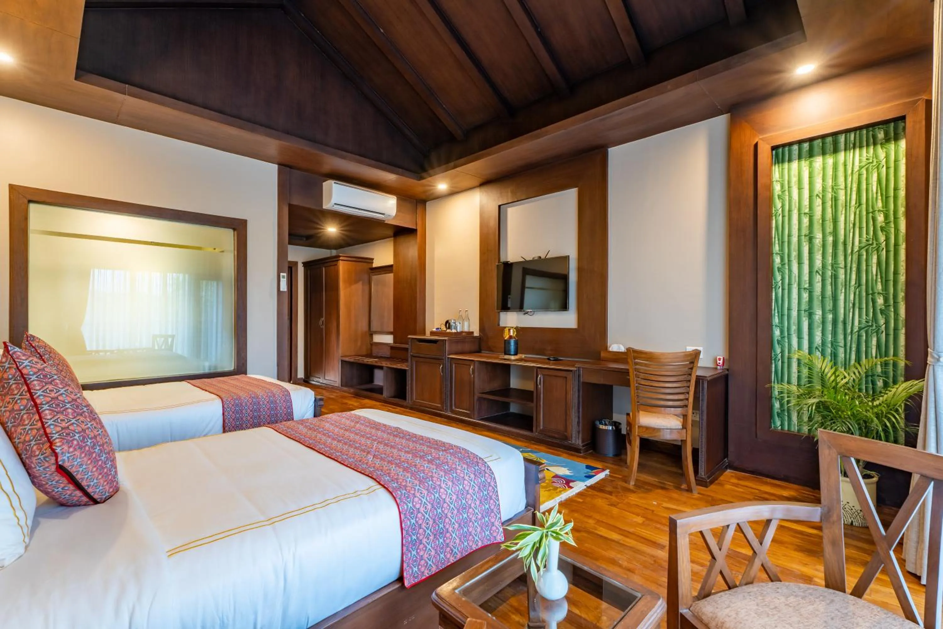 Bed in River Bank Jungle Resort, Chitwan