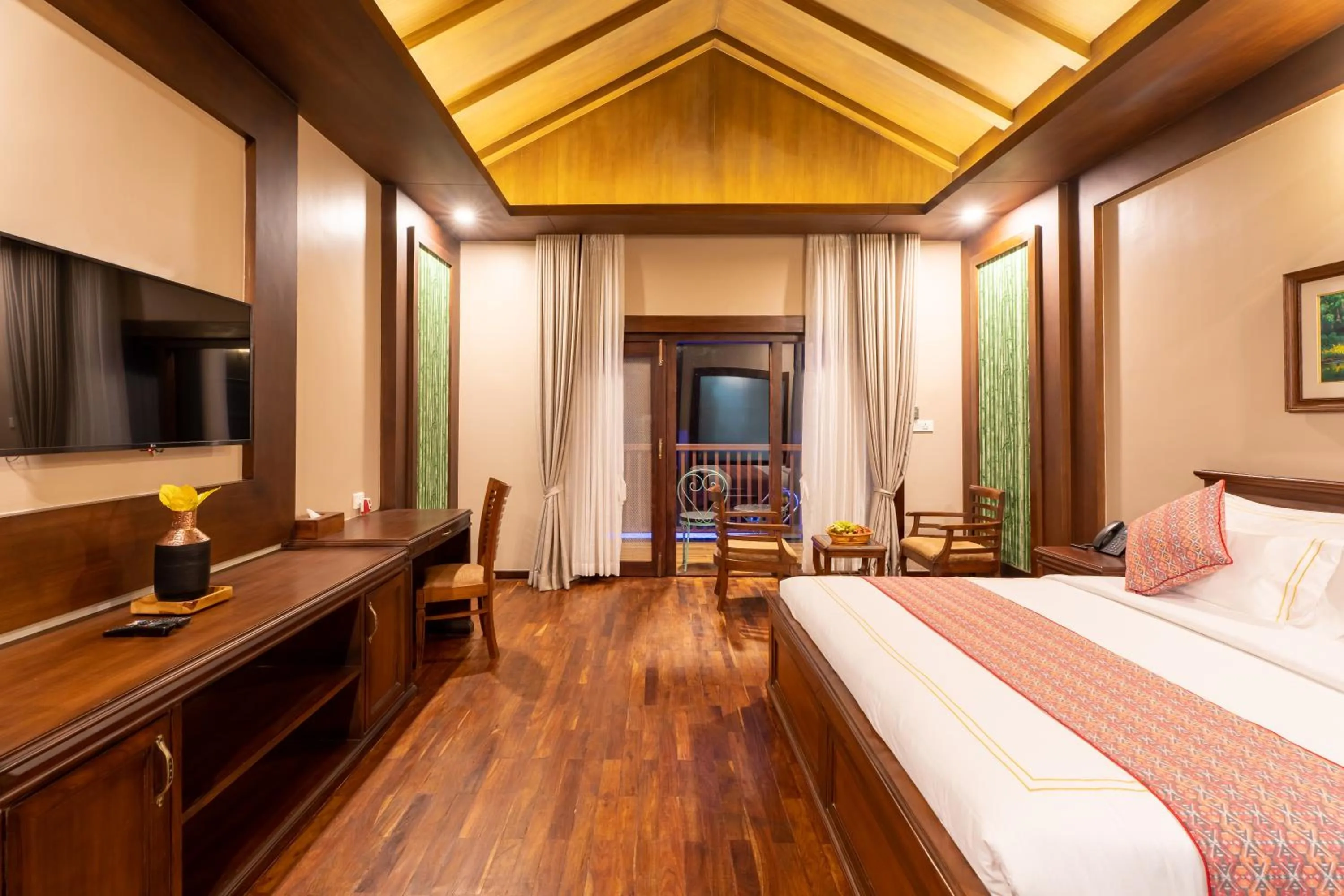 TV and multimedia, Bed in River Bank Jungle Resort, Chitwan