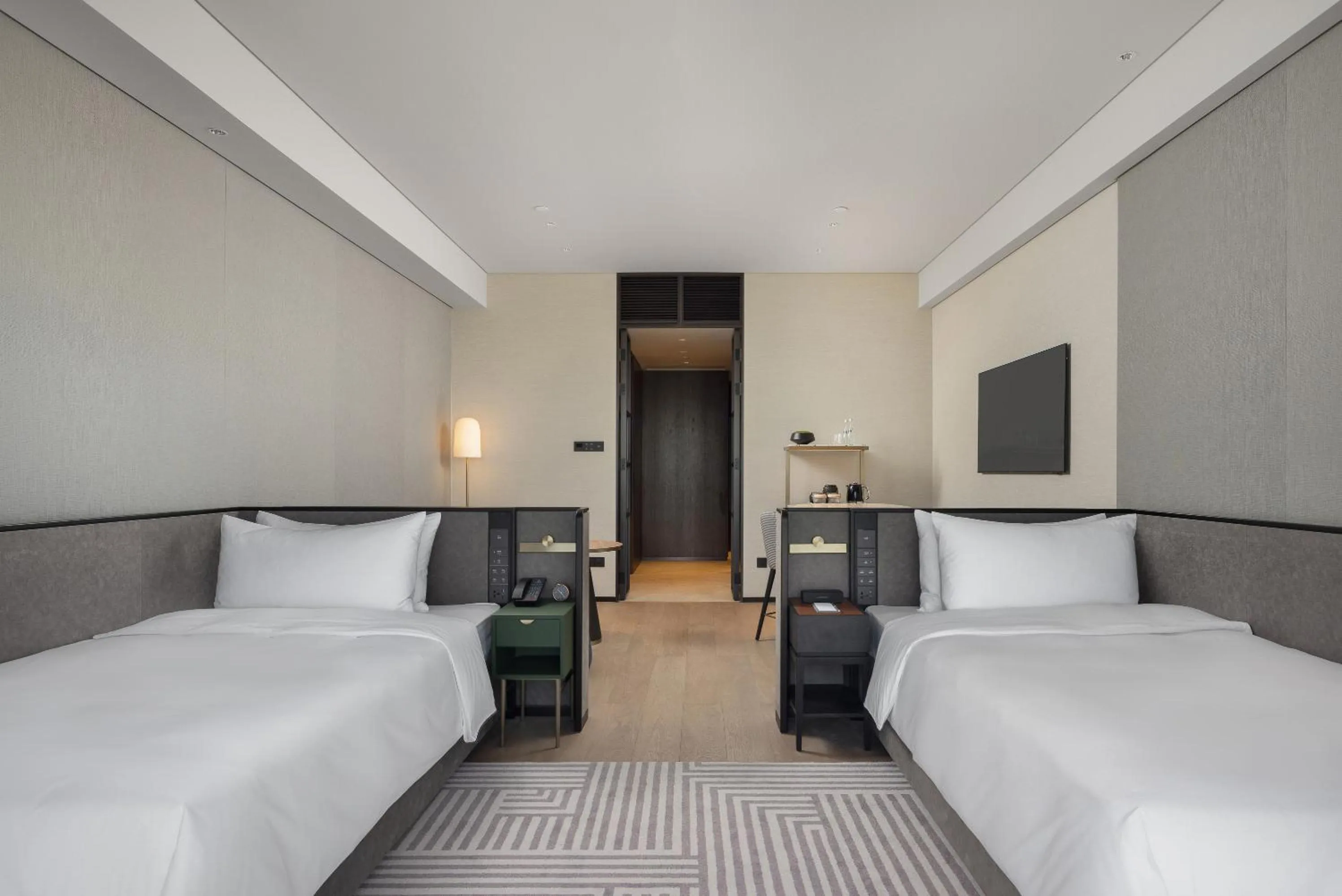 Property logo or sign, Bed in New World Guangzhou Hotel