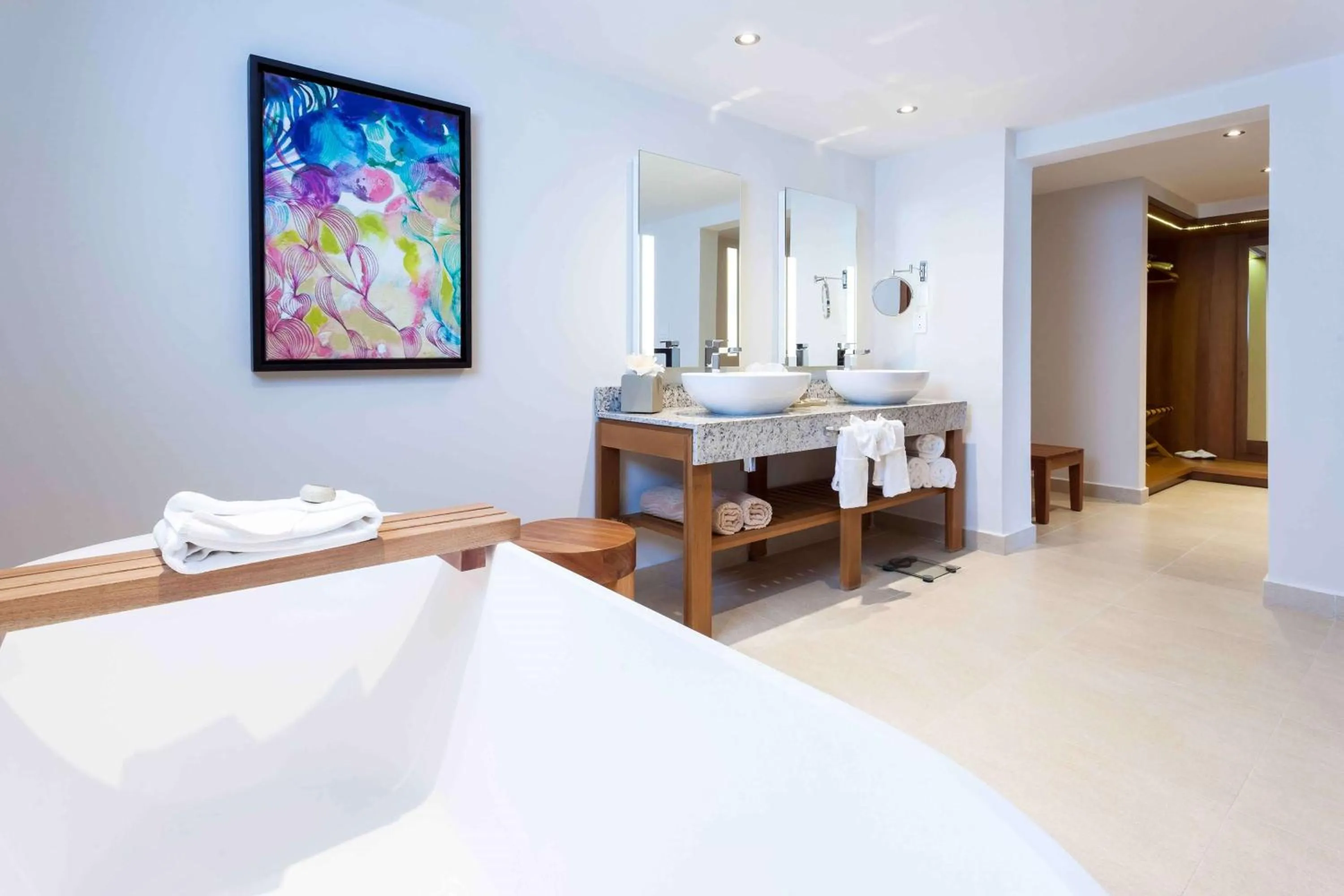 Bathroom, Bed in Sonesta Ocean Point Resort- All Inclusive - Adults Only