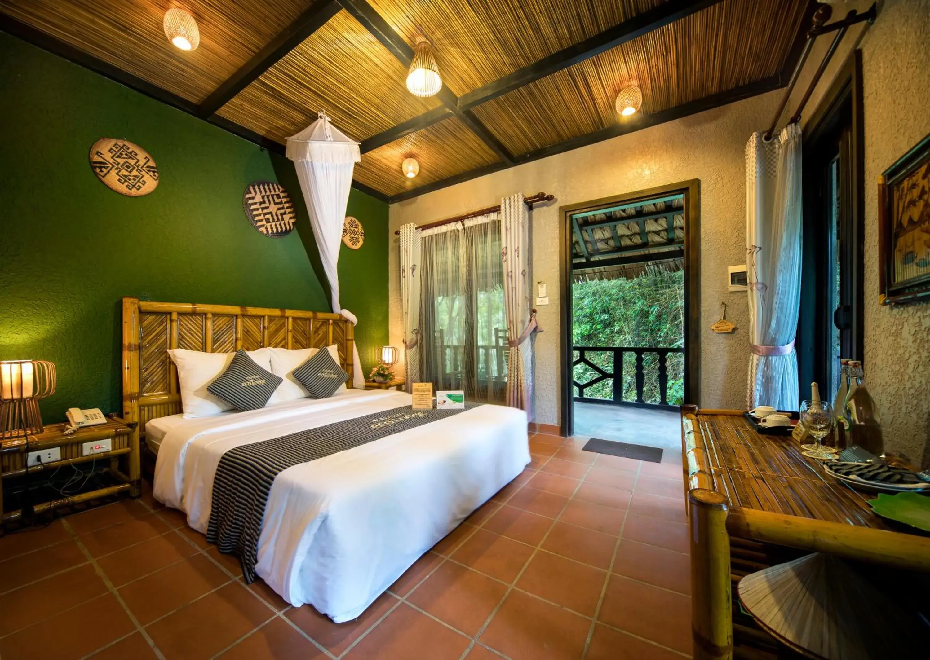 Superior Double Room with Garden View in Mai Chau Ecolodge Superior Double Room with Garden View in Mai Chau Ecolodge