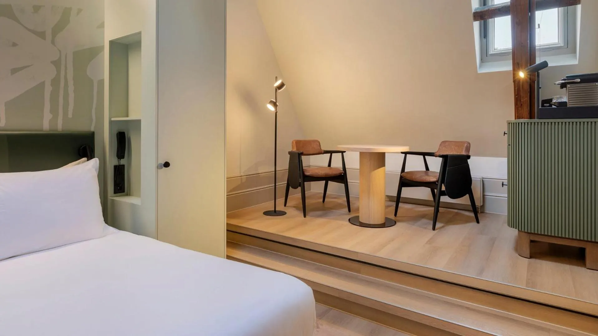 Seating area, Bed in The College Hotel Amsterdam, Autograph Collection