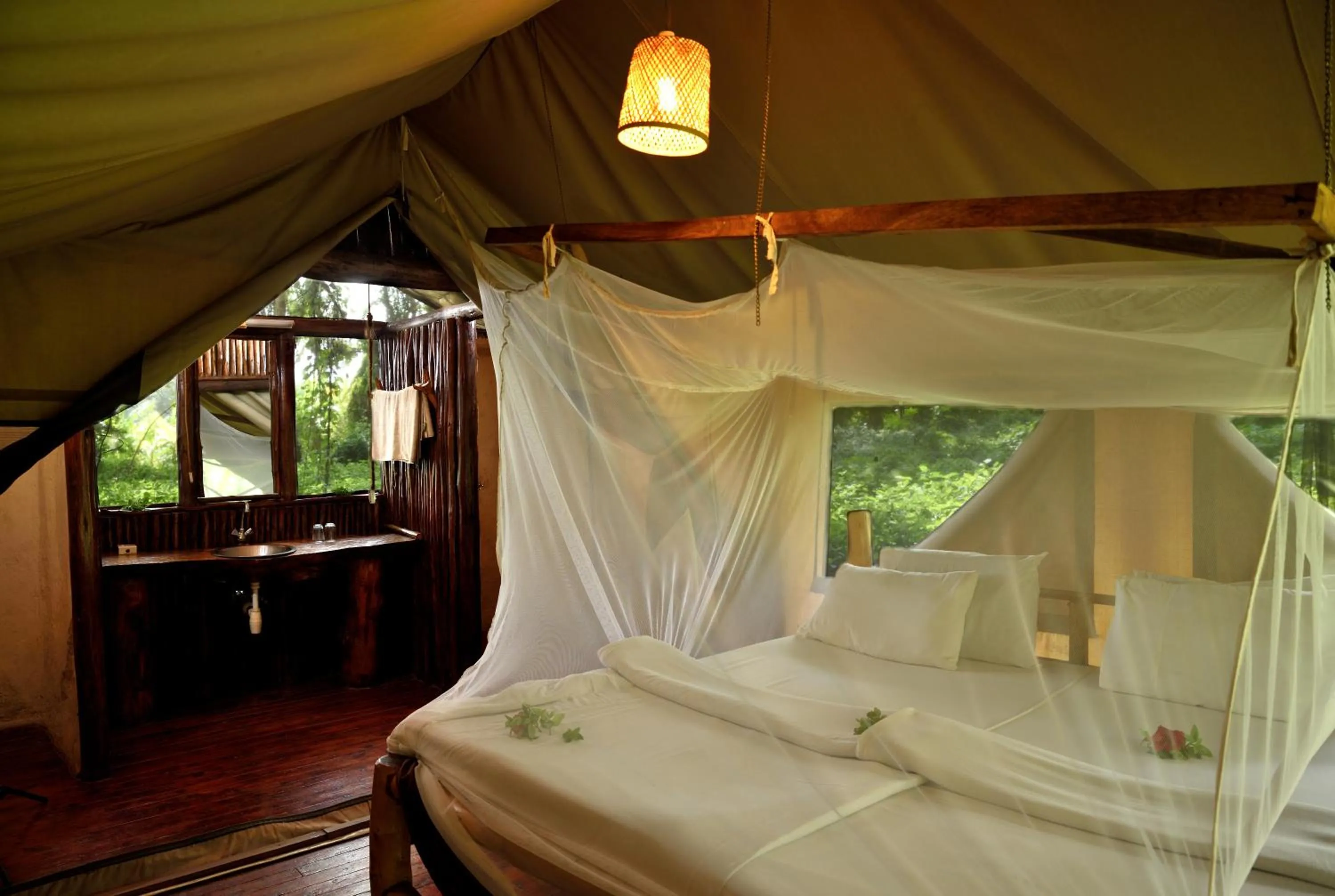 Bed in Migunga Tented Camp
