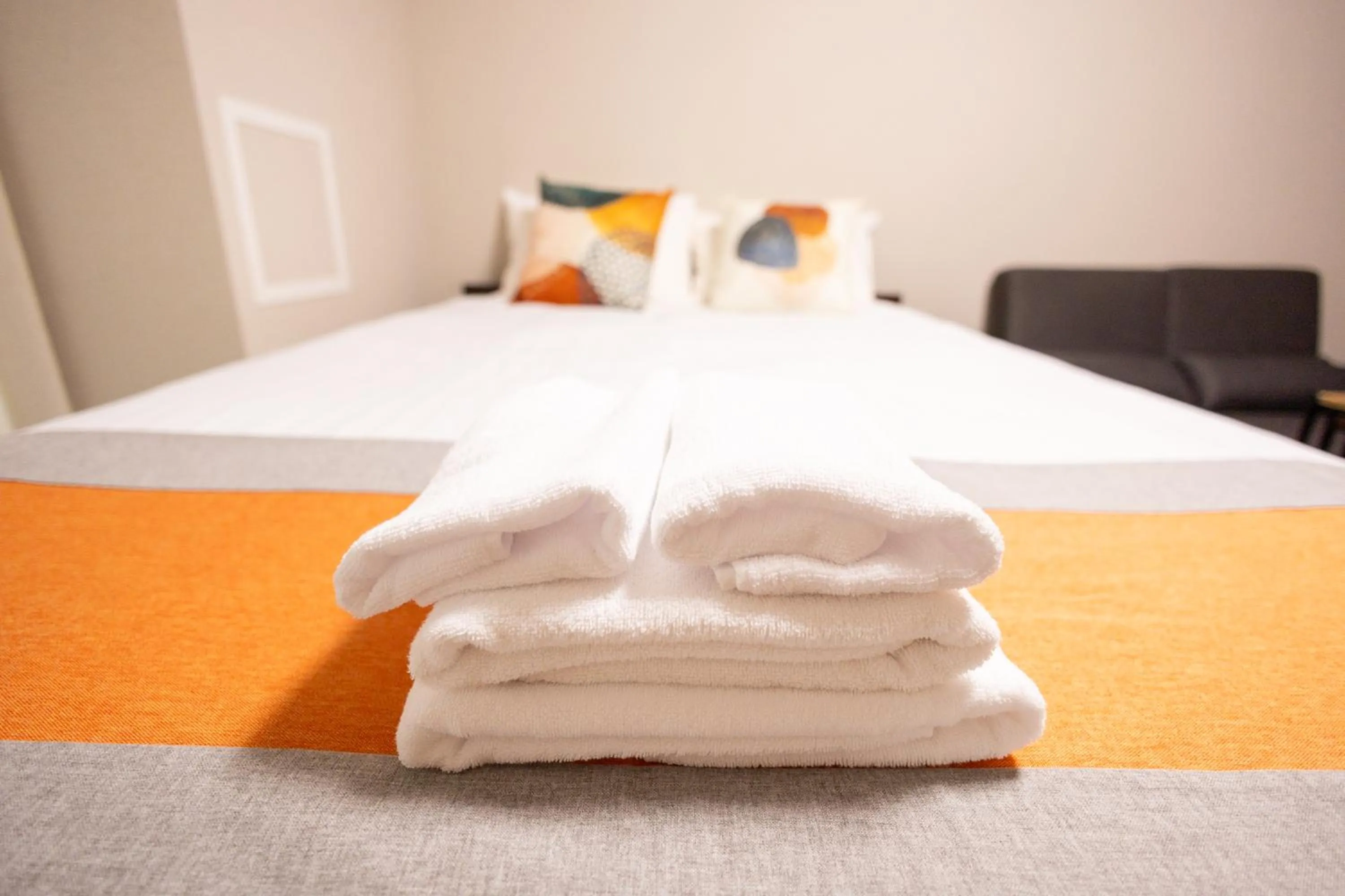 Bed in nestay apartment osaka ebisu