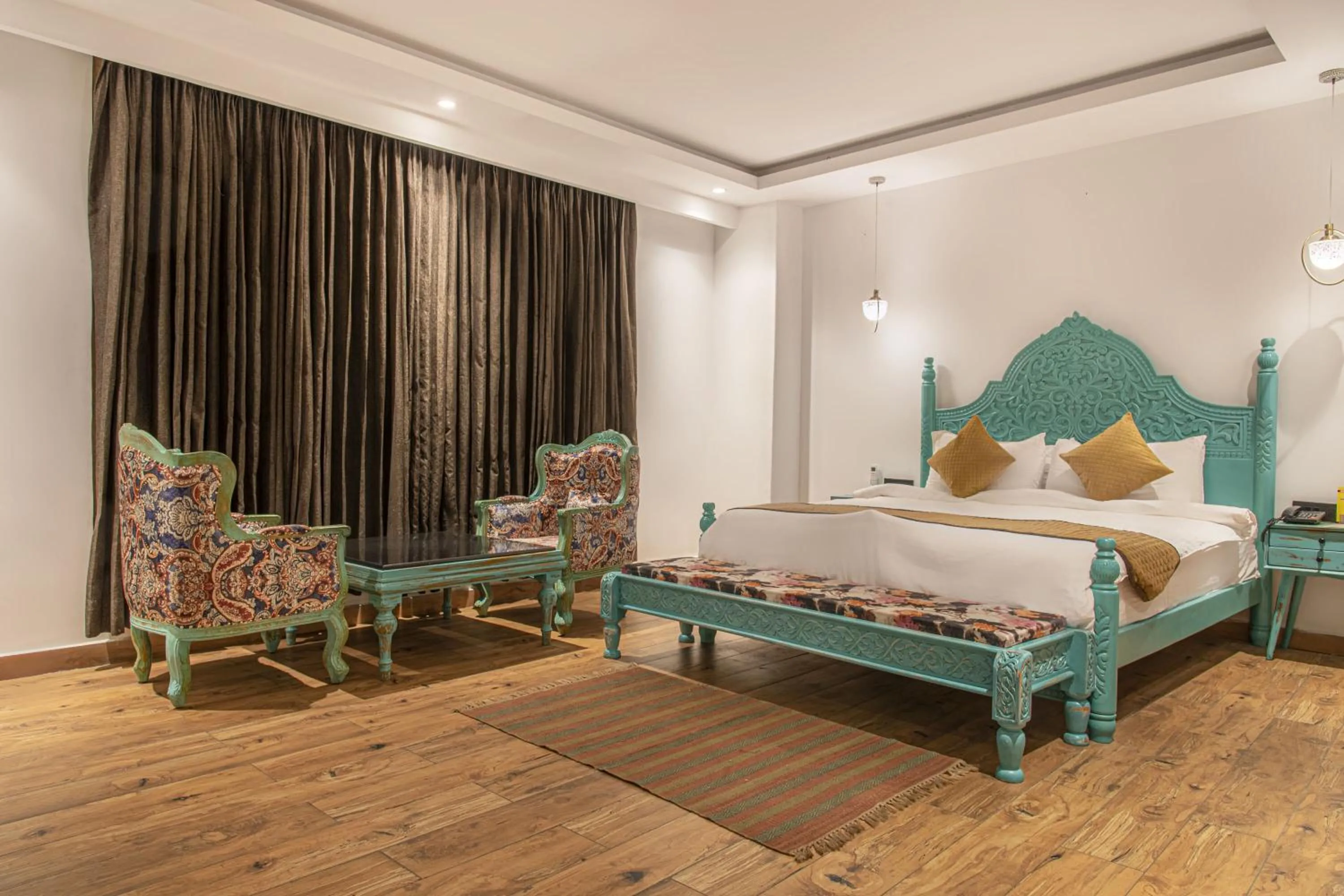 Bed in Echor Palm Bliss Riverside Resort & Spa Kasol