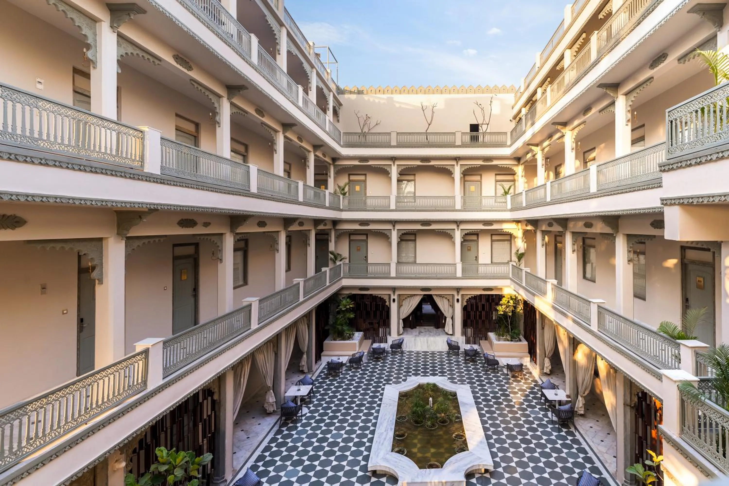 Inner courtyard view in Manuscript - Jhilwara Haveli