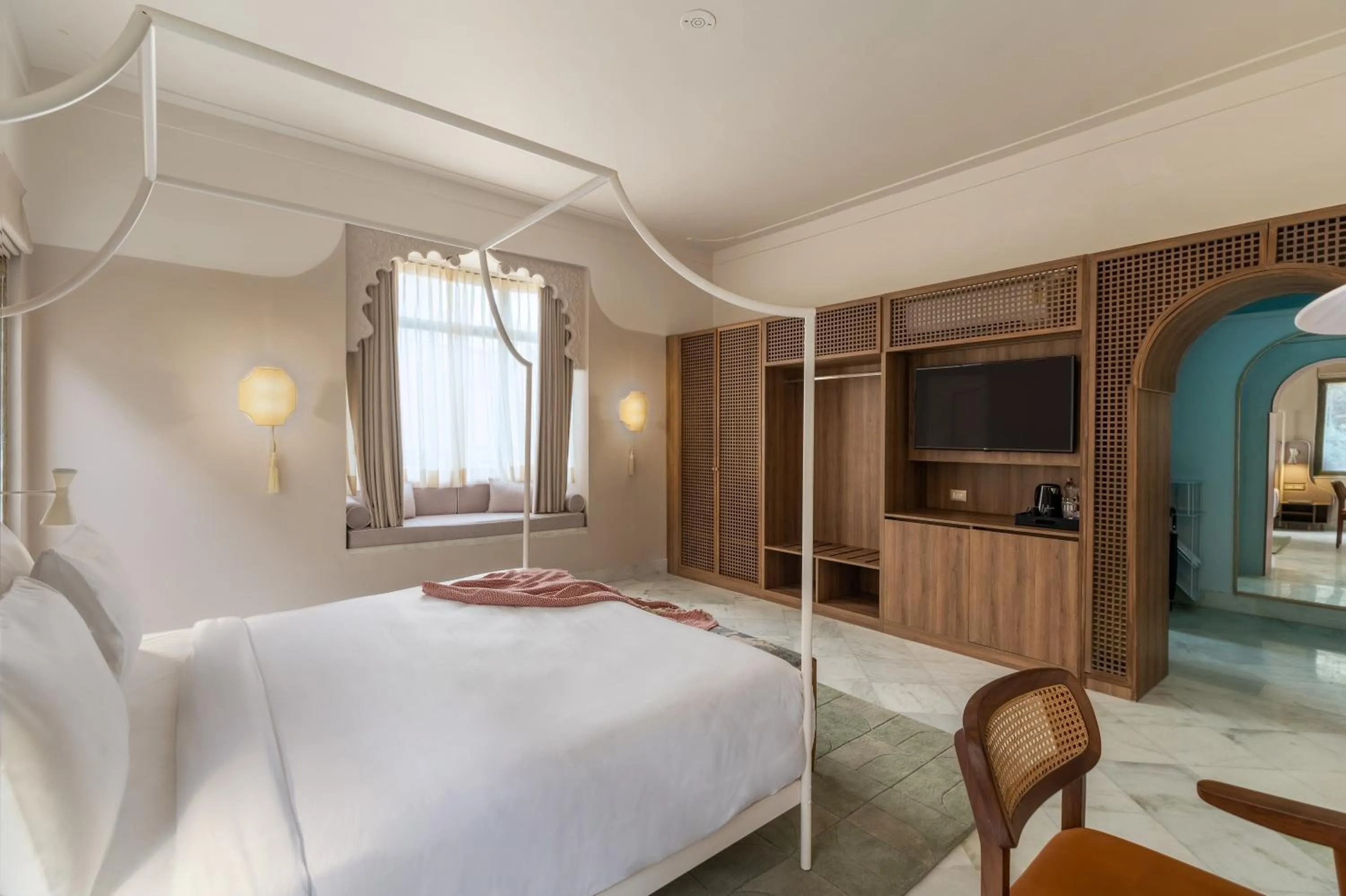 Bedroom, Bed in Manuscript - Jhilwara Haveli