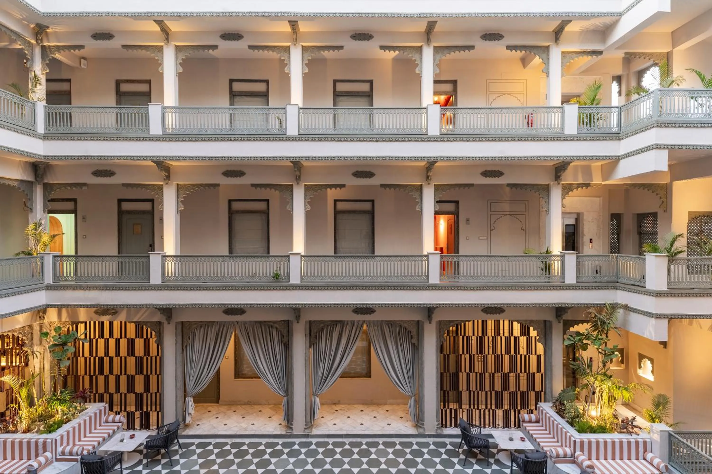 Inner courtyard view in Manuscript - Jhilwara Haveli