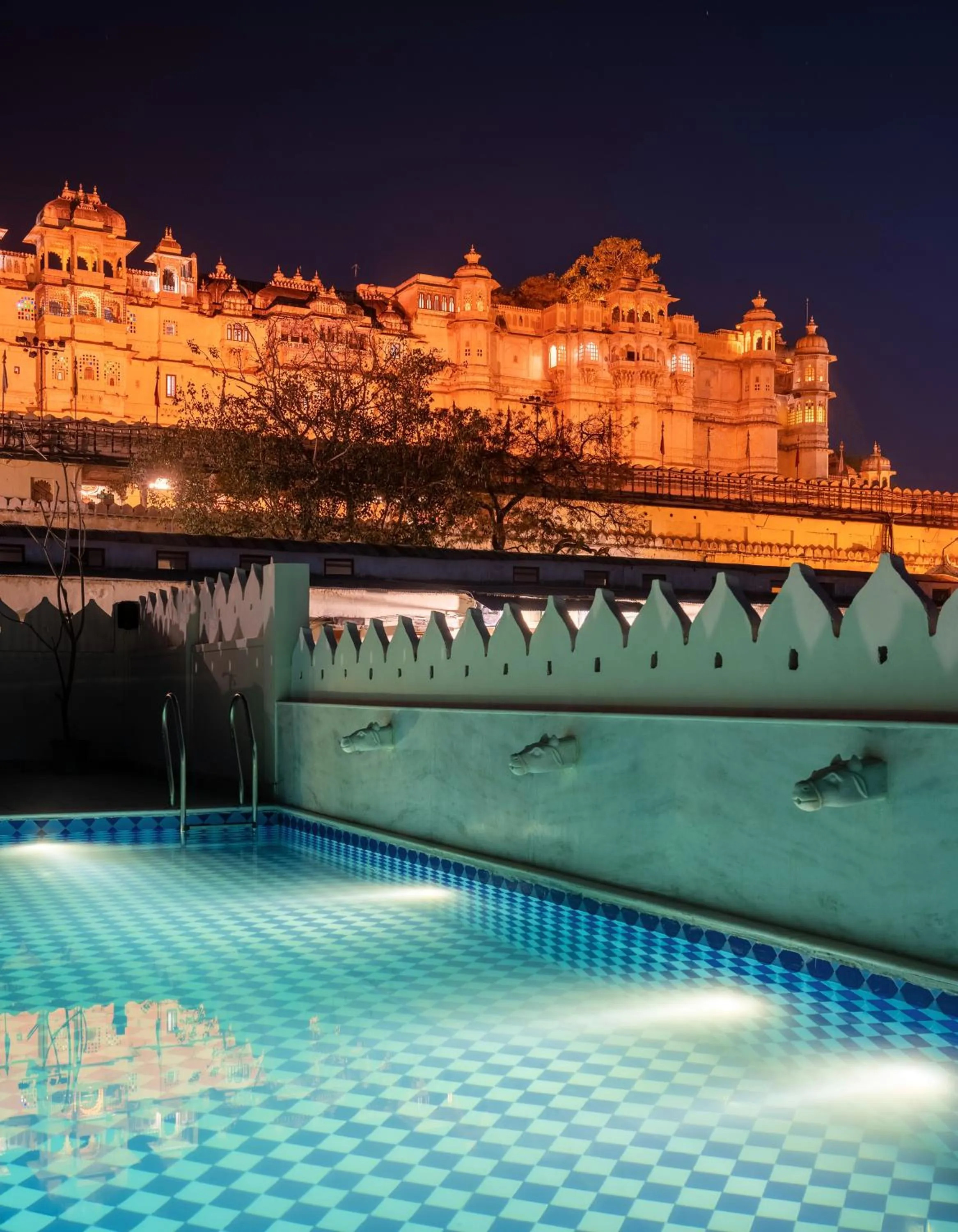 Swimming pool in Manuscript - Jhilwara Haveli