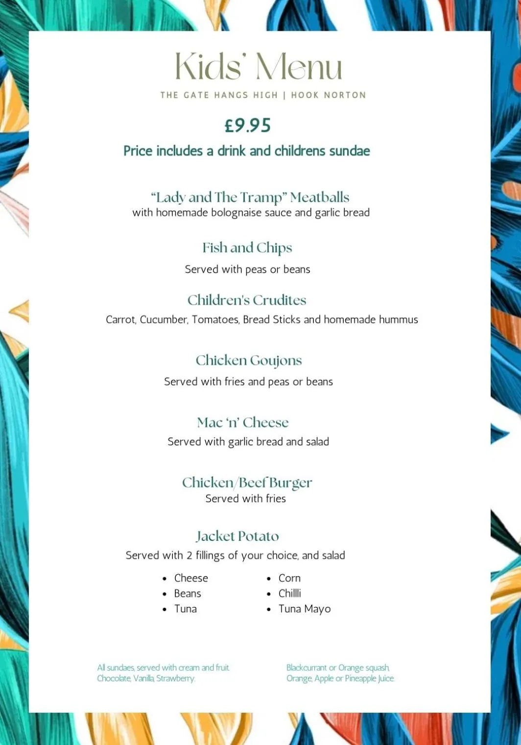 Food and drinks in The Gate Hangs High