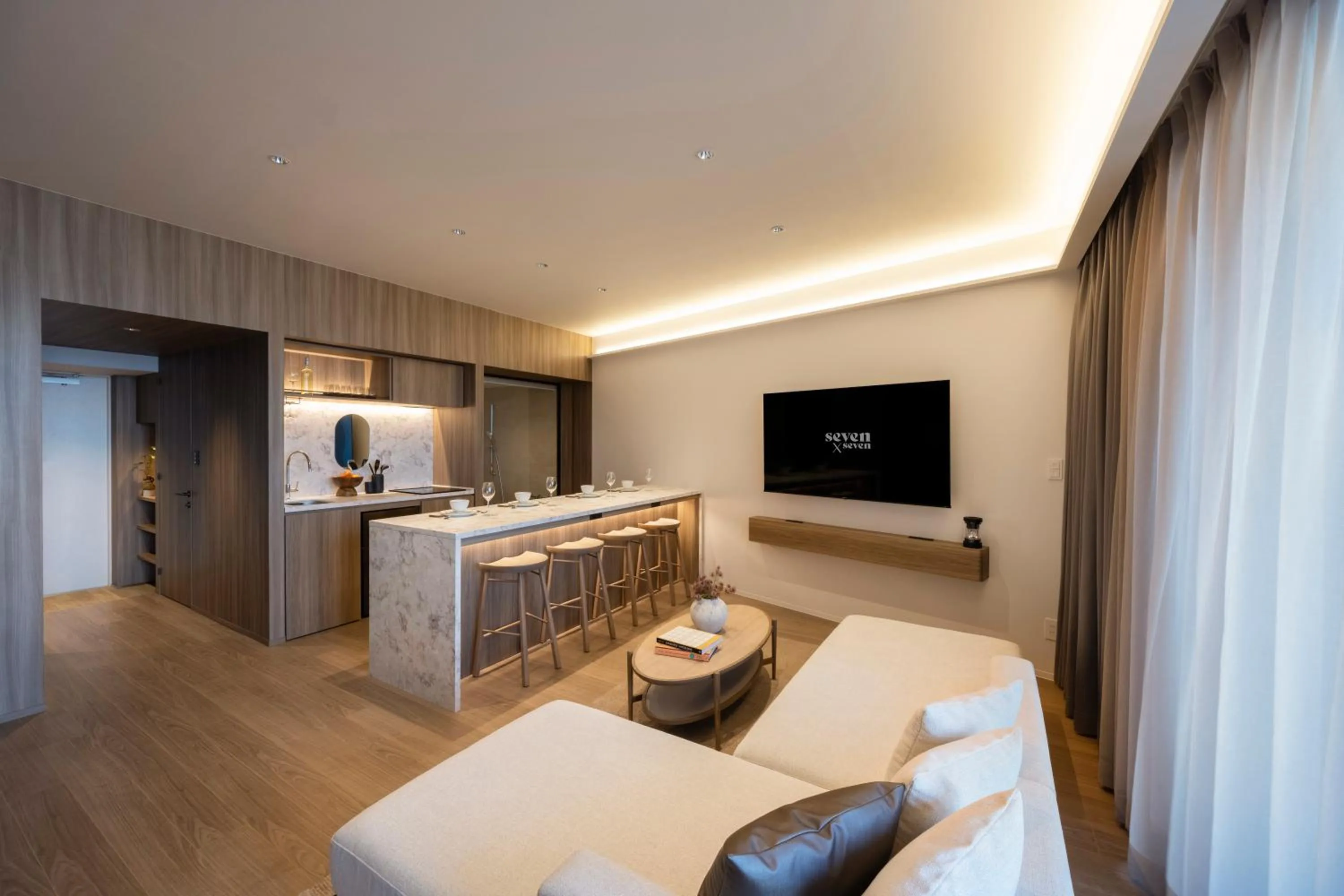 Kitchen or kitchenette, Bed in seven x seven Itoshima