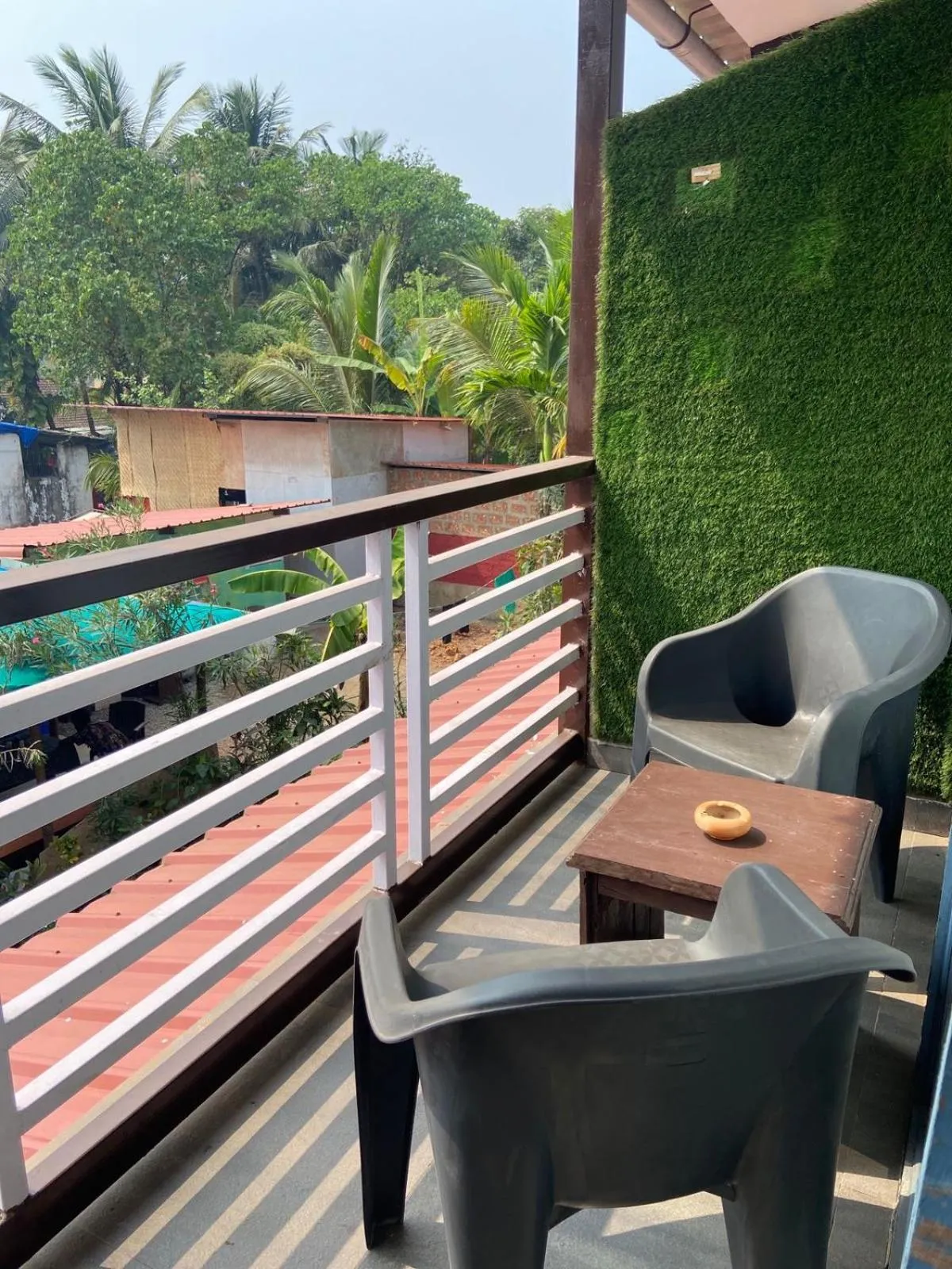 Balcony/Terrace in YogiTree Beach Resort & Cafe - 100m from Morjim Beach