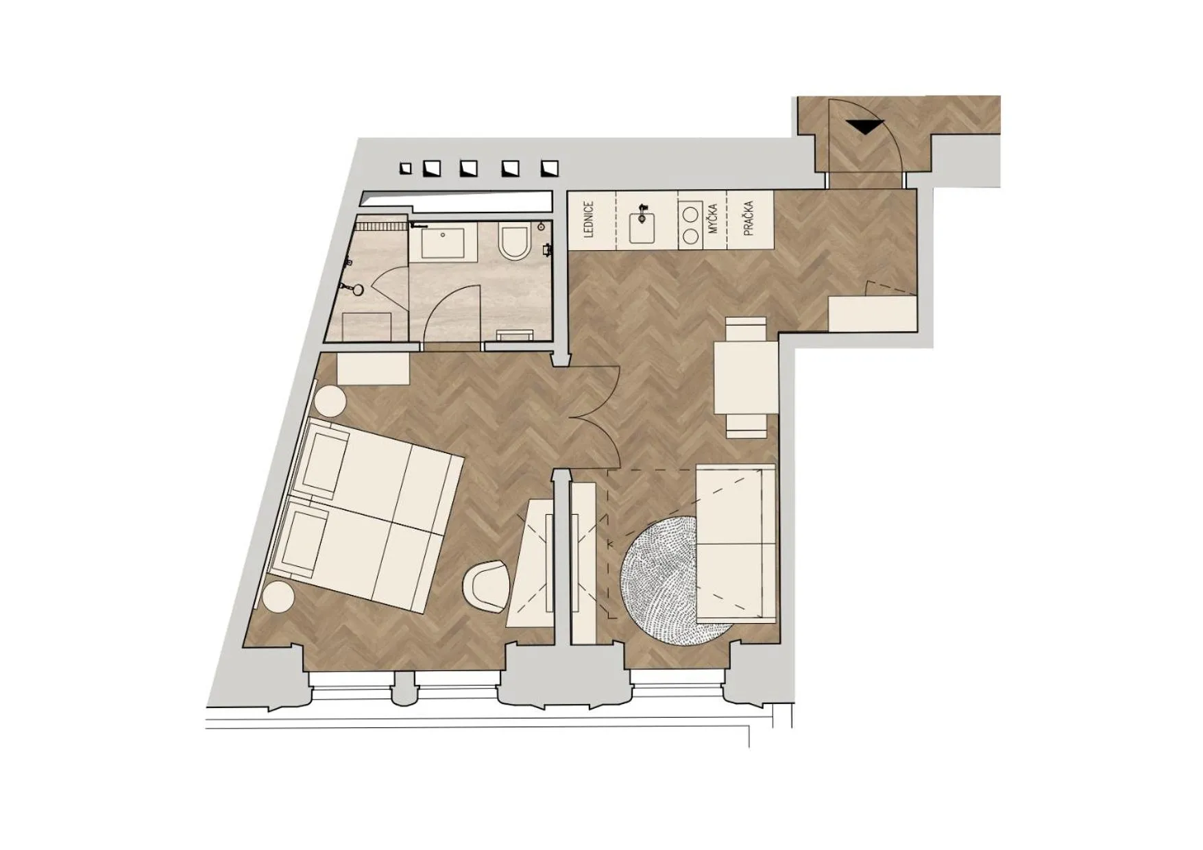 Floor plan in R16 Residences Prague