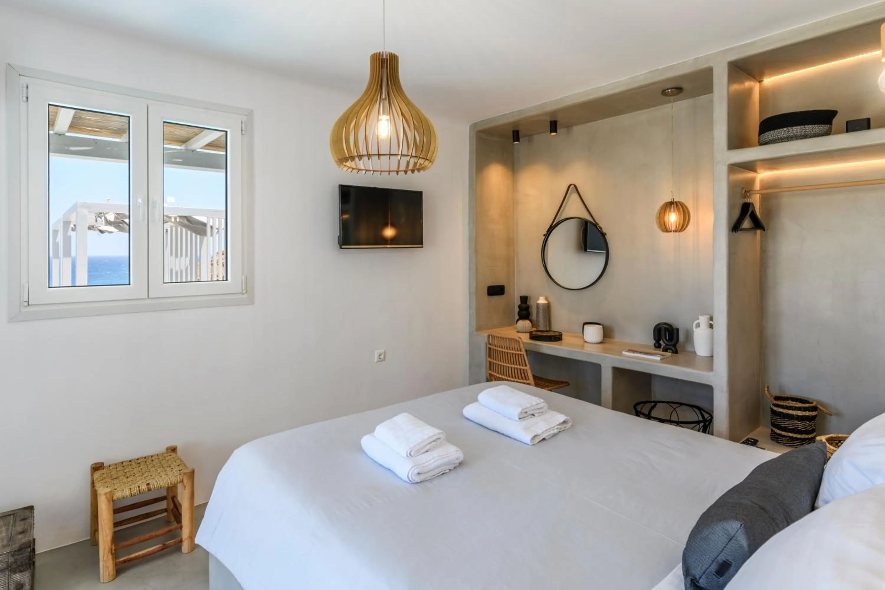 Bed in Mykonos Residence Villas & Suites Merchia beach