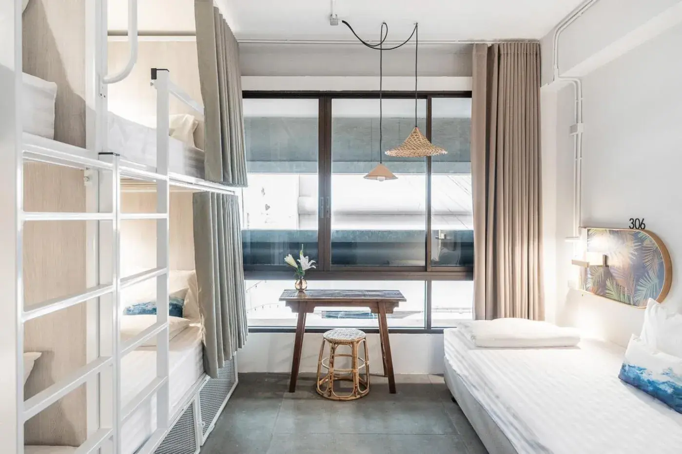 Bunk Bed in Female Dormitory Room in Unplugged at Bangrak Design Hostel Bunk Bed in Female Dormitory Room in Unplugged at Bangrak Design Hostel