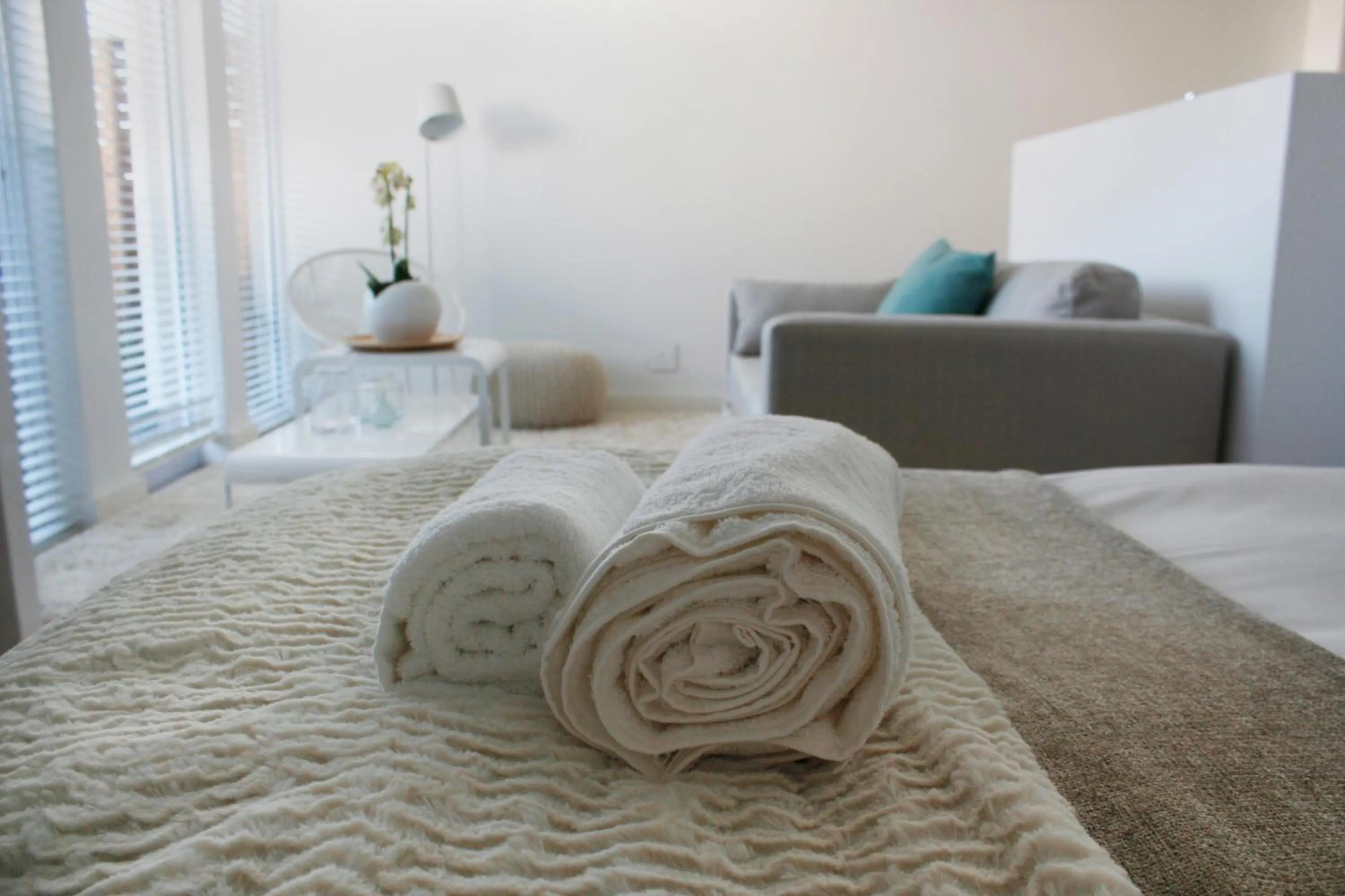 Seating area, Bed in Swakopmund Luxury Suites
