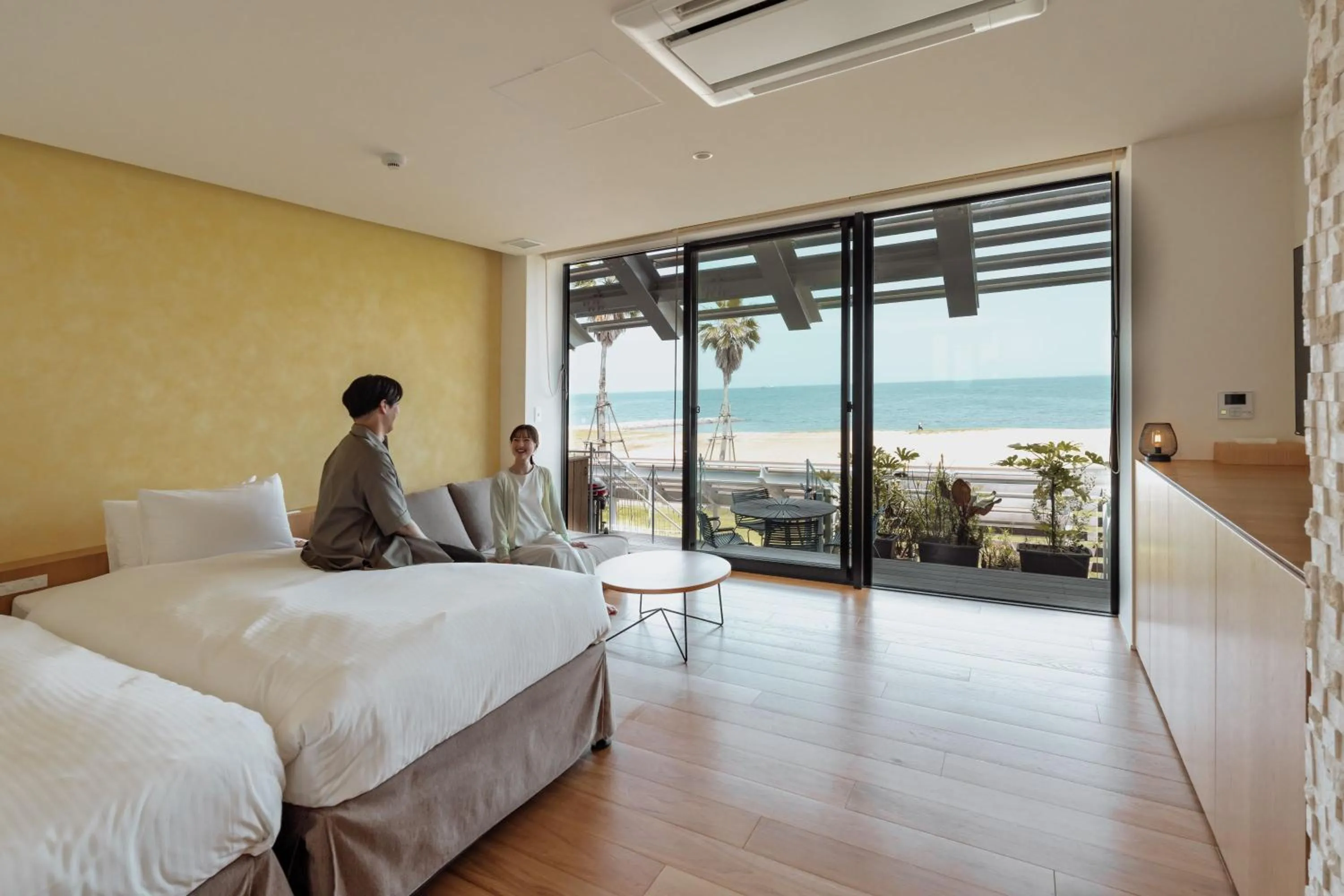 Bed in そらすな Beach Side Resort Hotel
