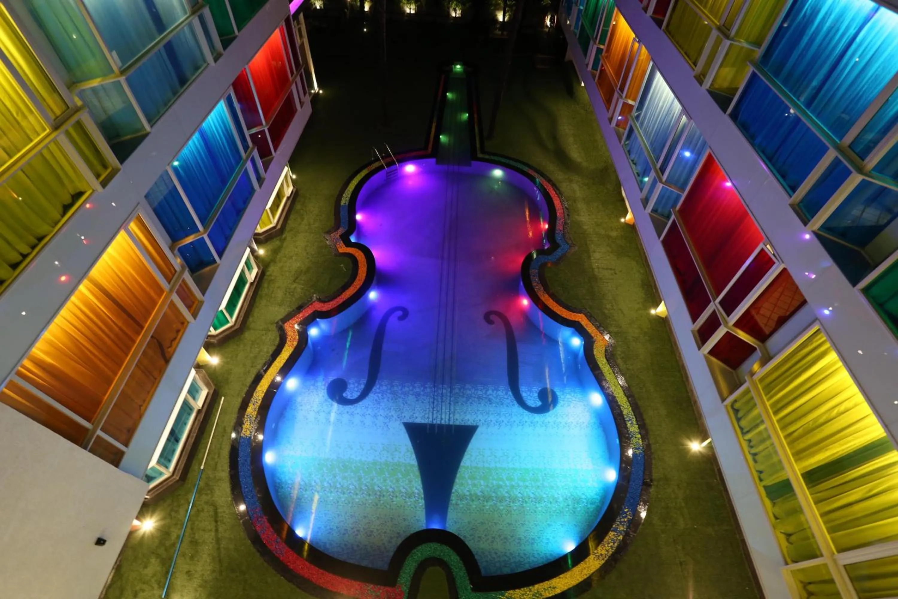 Pool view in I Love Bell Bottoms Vagator Goa