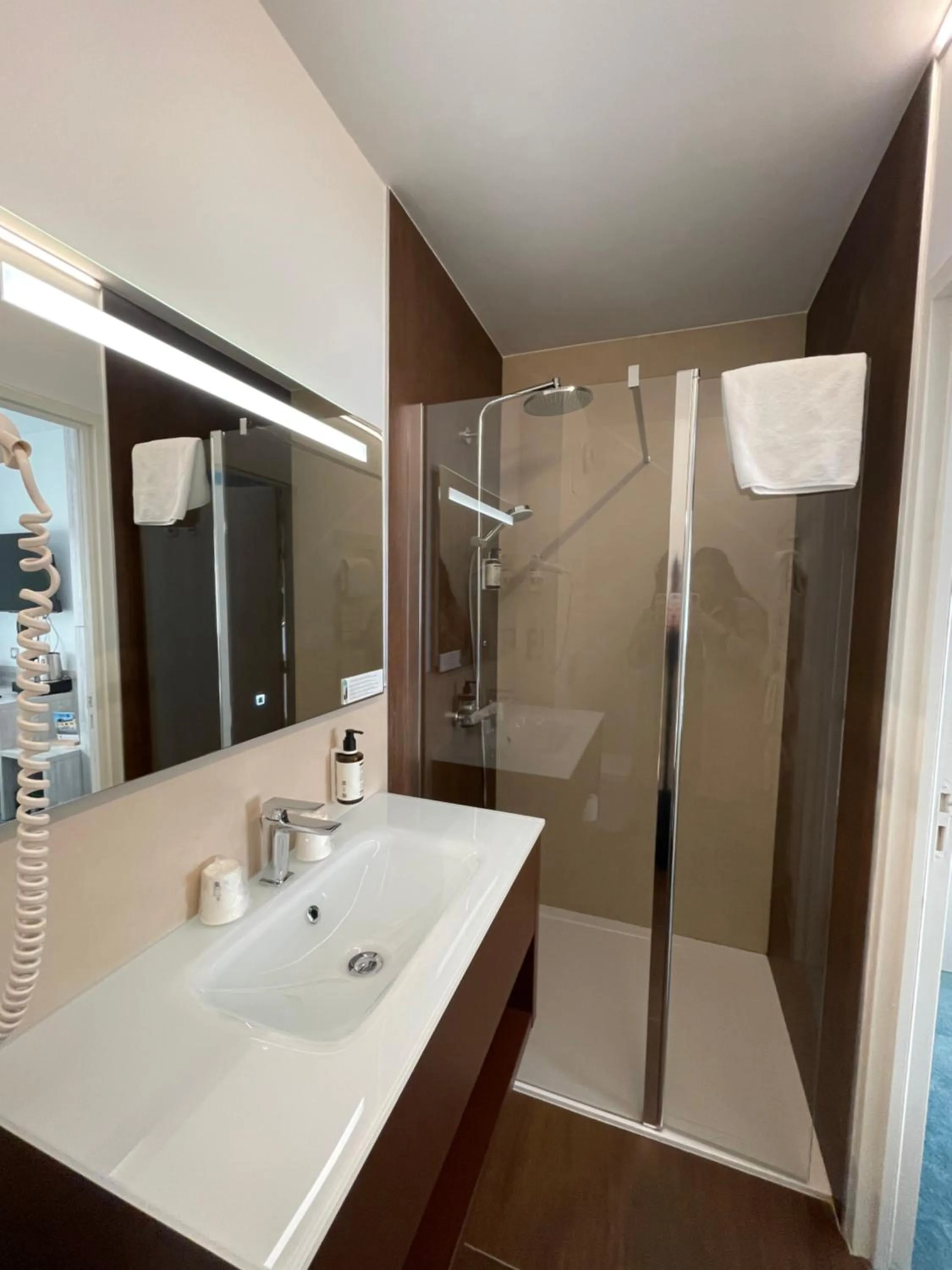 Shower in Hôtel Le Manoir du Roselier