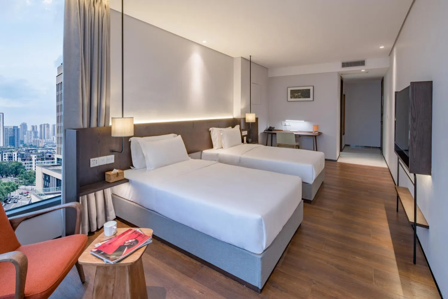 Bed in Wuyu Hotel - Chongqing Jiangbei Airport & Light Rail